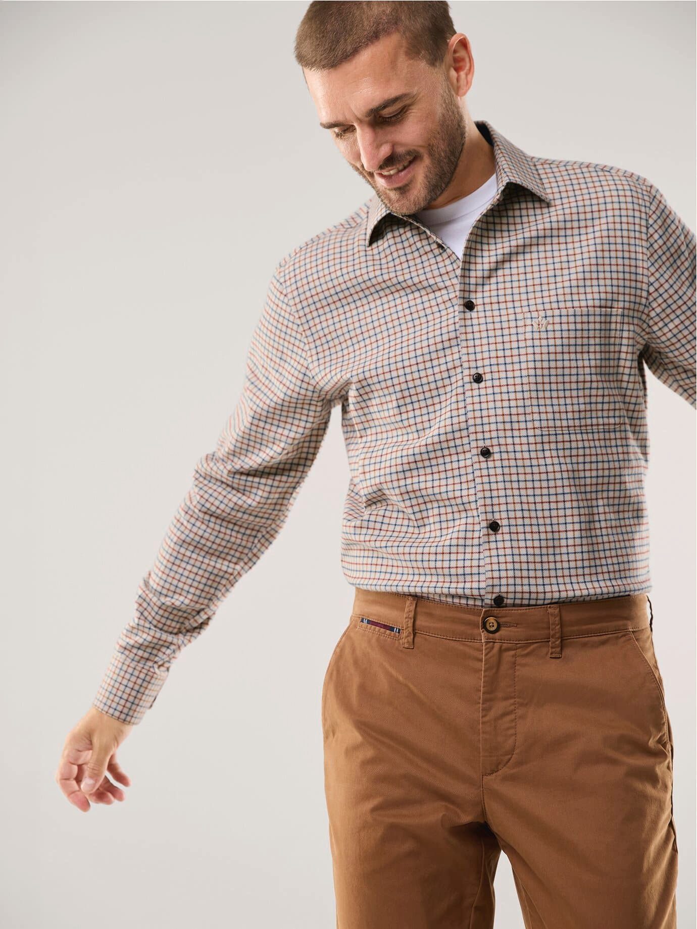 Walbusch Flanellhemd Herren Flanell-Hemd mit Relax-Kragen Regular fit Langarm verkürzt, modern, pflegeleicht, atmungsaktiv, wärmend – Bild 3 von 4