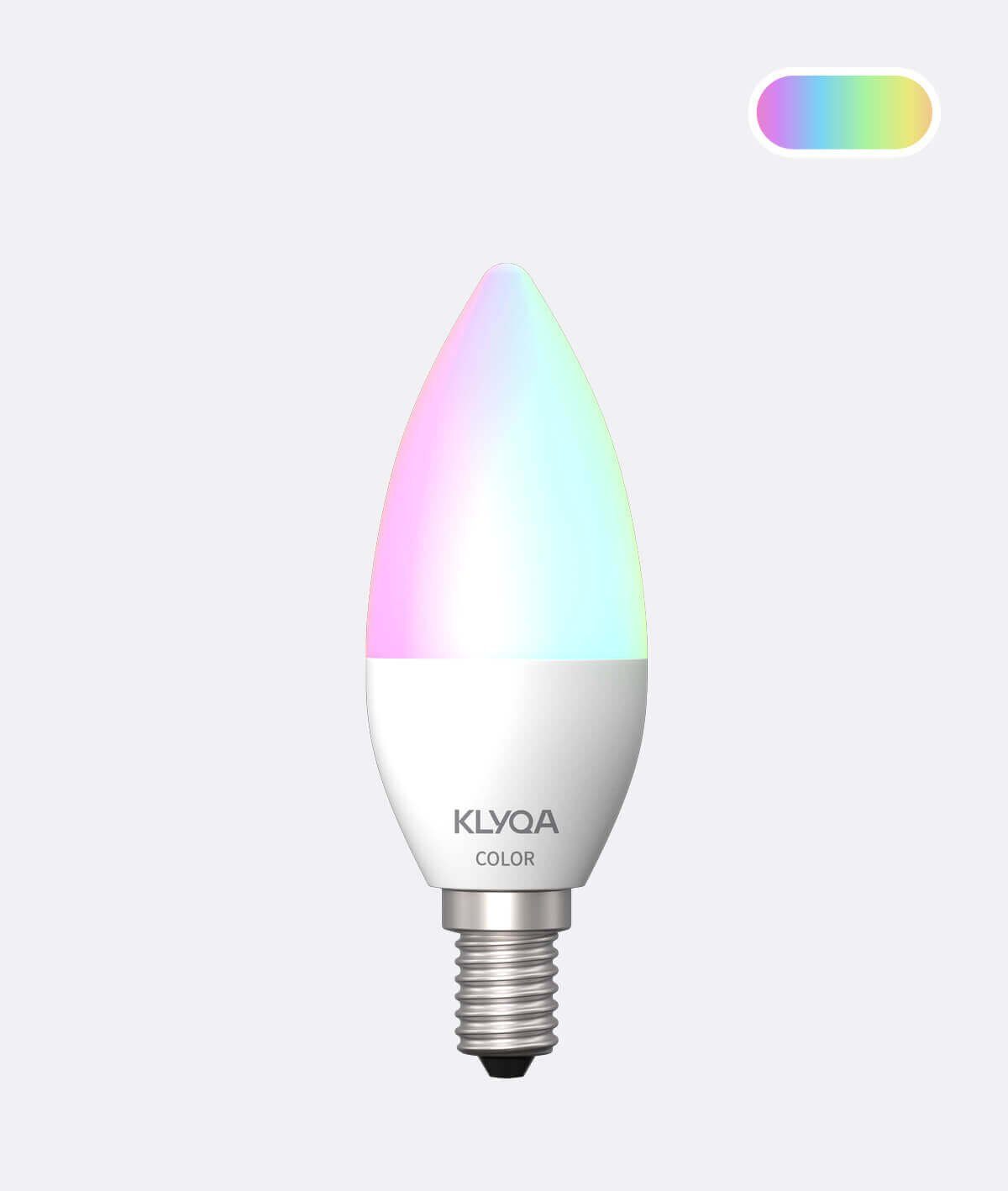 Klyqa KL-E14C Smarte Lampe, mehrfarbig, stufenlose Weißtöne, kompatibel mit Alexa