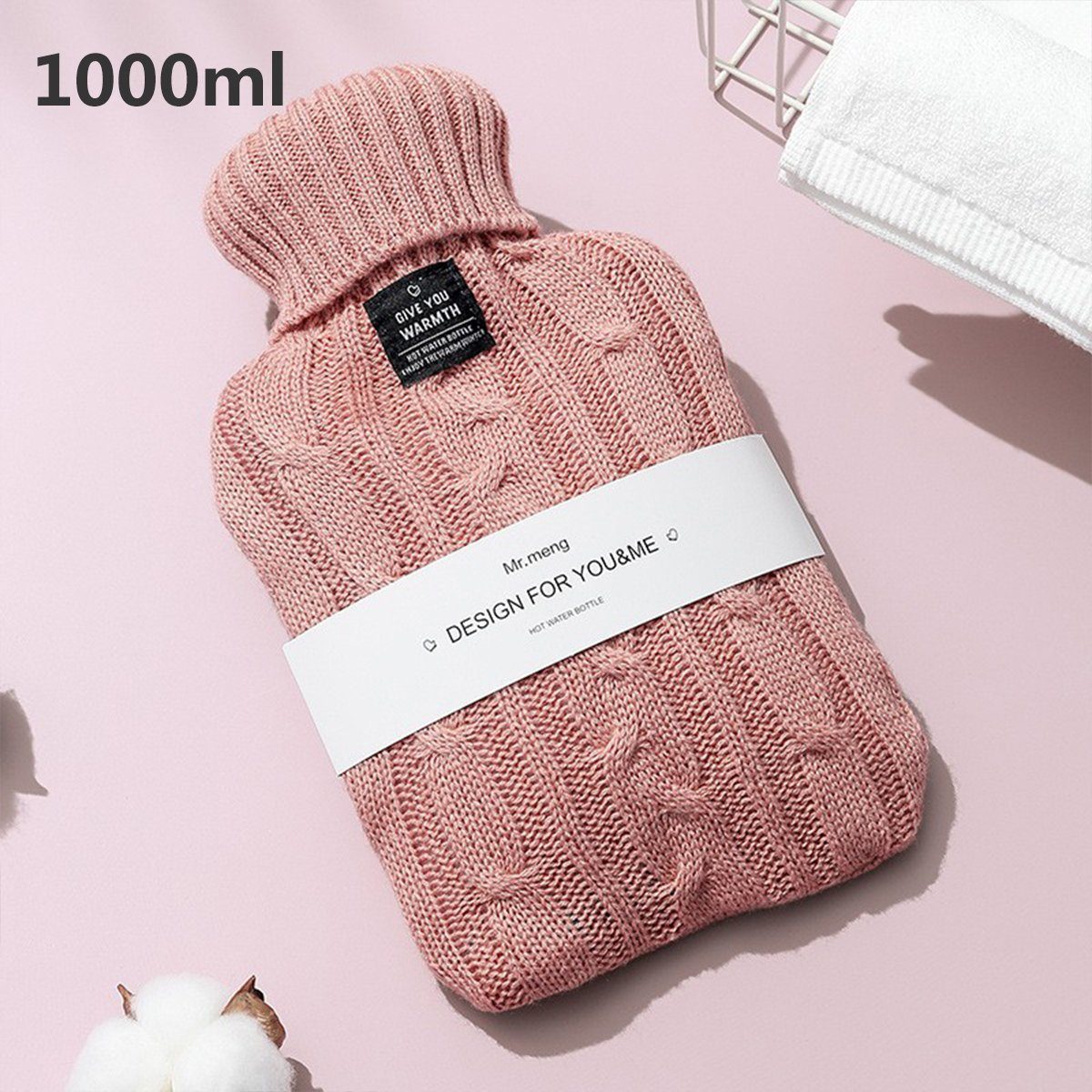 XDeer Wärmflasche Wärmflasche mit weichem Strickbezug Auslaufsichere Wärmeflasche, Bettflasche zur Schmerzlinderung aus Naturkautschuk für Kinder