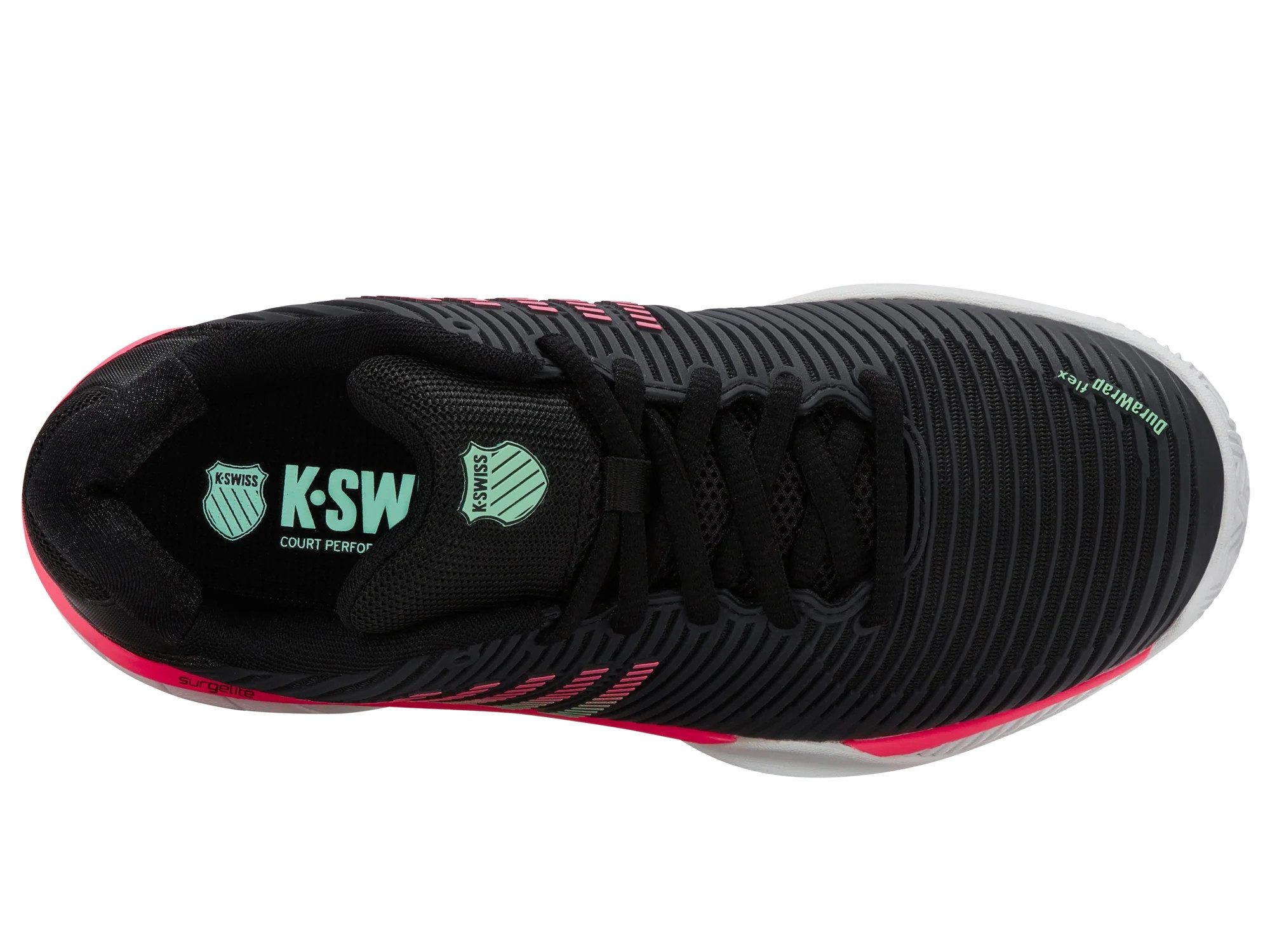 K-Swiss HYPERCOURT 2 EXPRESS HB BLACK/WHITE/NEON MINT Tennisschuh