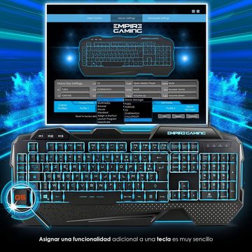 EMPIRE GAMING Pack Gamer PC Hellhounds Italiano- Tastiera Mouse tappetino Tastatur- und Maus-Set, Programable con software -Retroiluminación LED RGB Compatible Windows