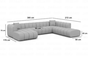 Sofa Dreams Wohnlandschaft Luxus Stoff Sofa Stoffcouch Polster Couch Almagro U Form XXL, Loungesofa