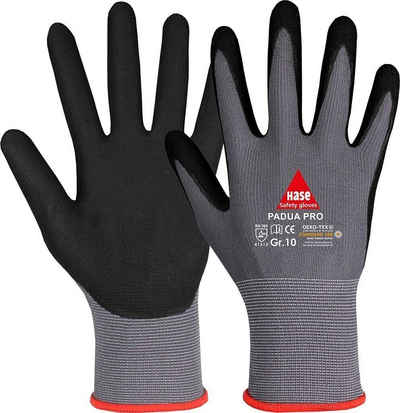 Hase Safety Gloves Arbeitshandschuhe Padua Pro (Packung, VPE= 10 Paar, Gr 6-11) Nitril-Arbeitshandschuhe Rutschfeste Mechaniker-Handschuhe