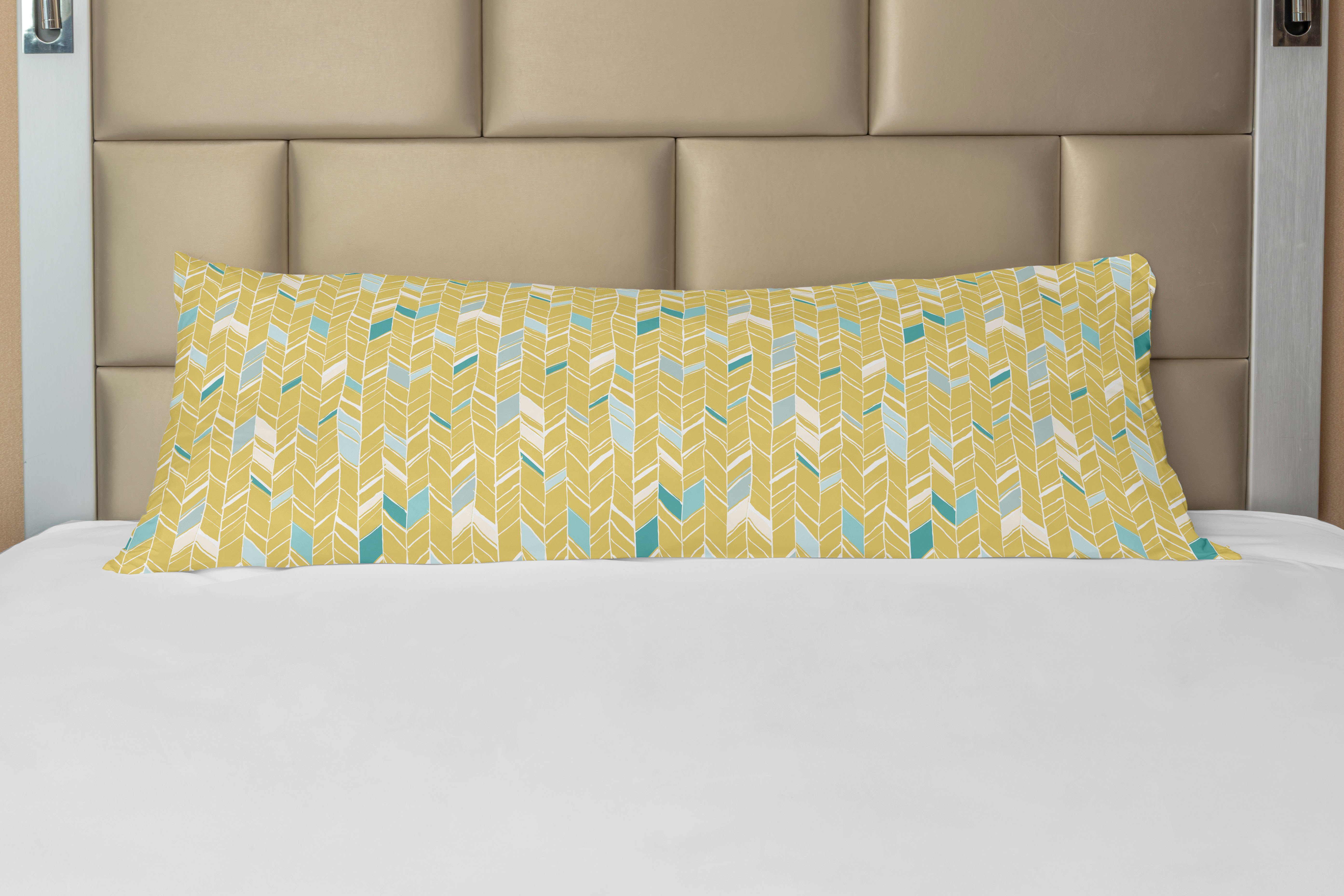 Langer Herringbone Chevron Seitenschläferkissenbezug Deko-Akzent Yellow Abakuhaus, Kissenbezug, Kunst