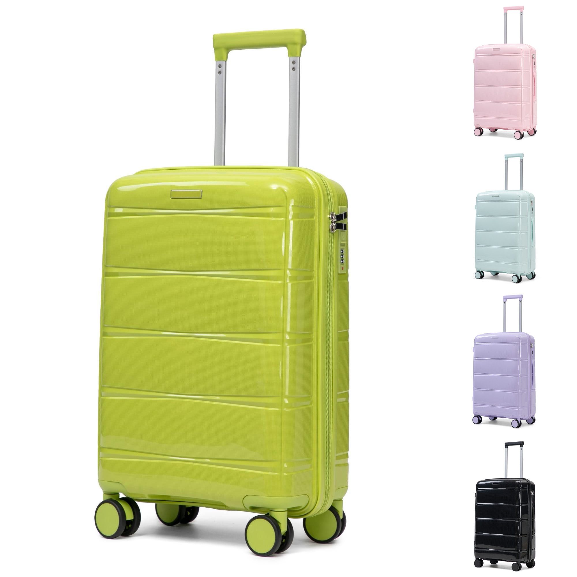 LVHOM Hartschalen-Trolley 3-St.&Einzeln erhältlich, Bonbonfarben, Rippen, 20"/24"/28" Koffer, Leise Rollen/TSA/robustes PP/stapelbar/Teleskopgriff/Schutzfüße/farbig