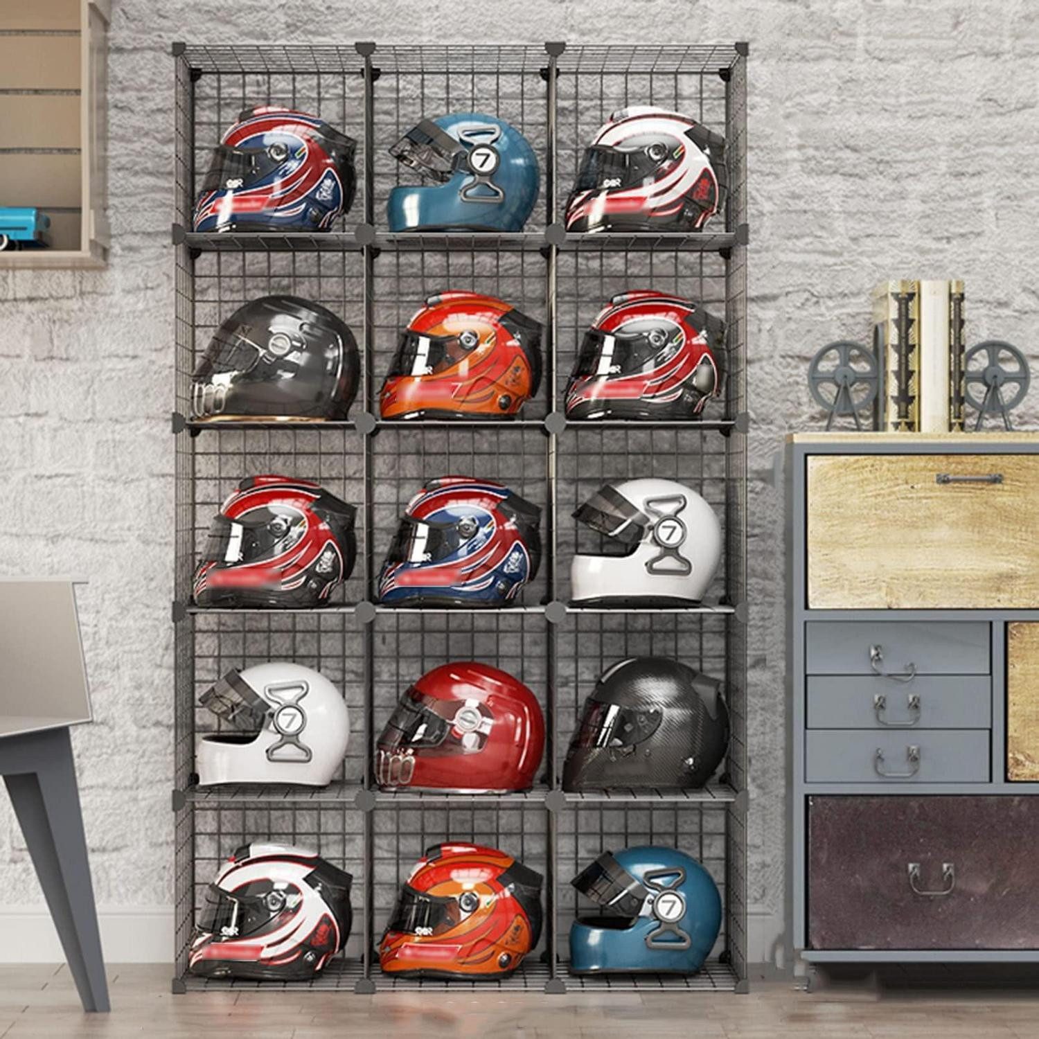 LuxusKollektion Regalwürfel Helm-Ständer Bodenstehend Metall 15 Cubes, 1-tlg.