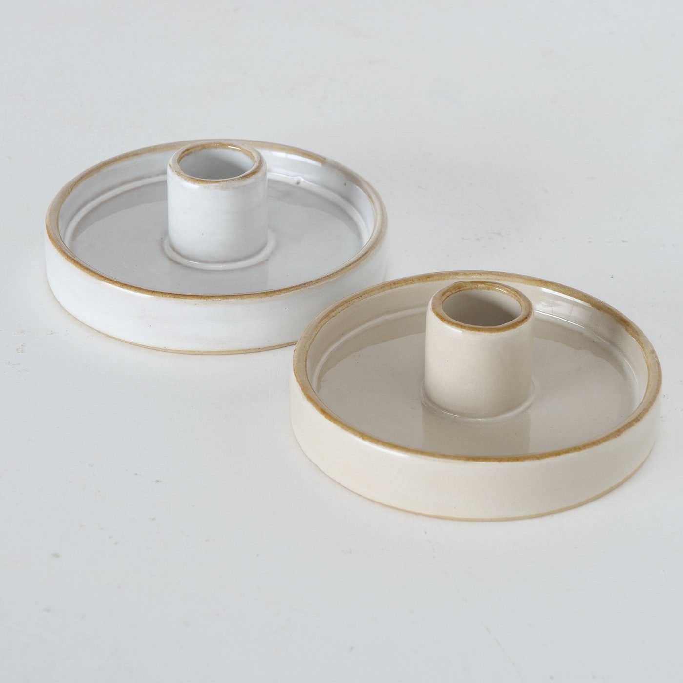 BOLTZE GRUPPE GmbH Kerzentablett Runder Kerzenhalter aus Porzellan 4 cm MARIMA (Kerzenhalter)