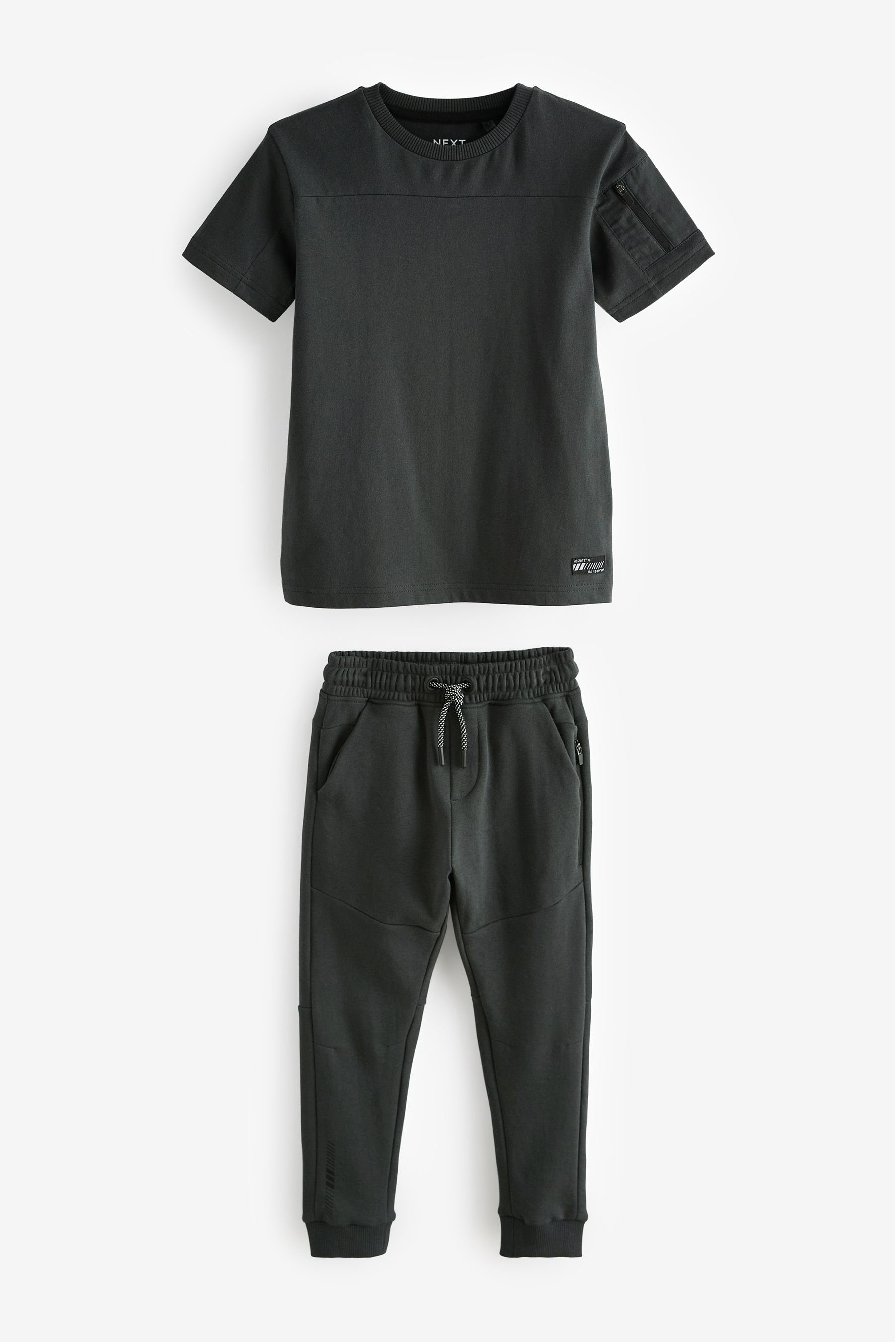 Next Shirt & Hose T-Shirt und Jogginghose im Utility-Set (2-tlg) Charcoal Grey