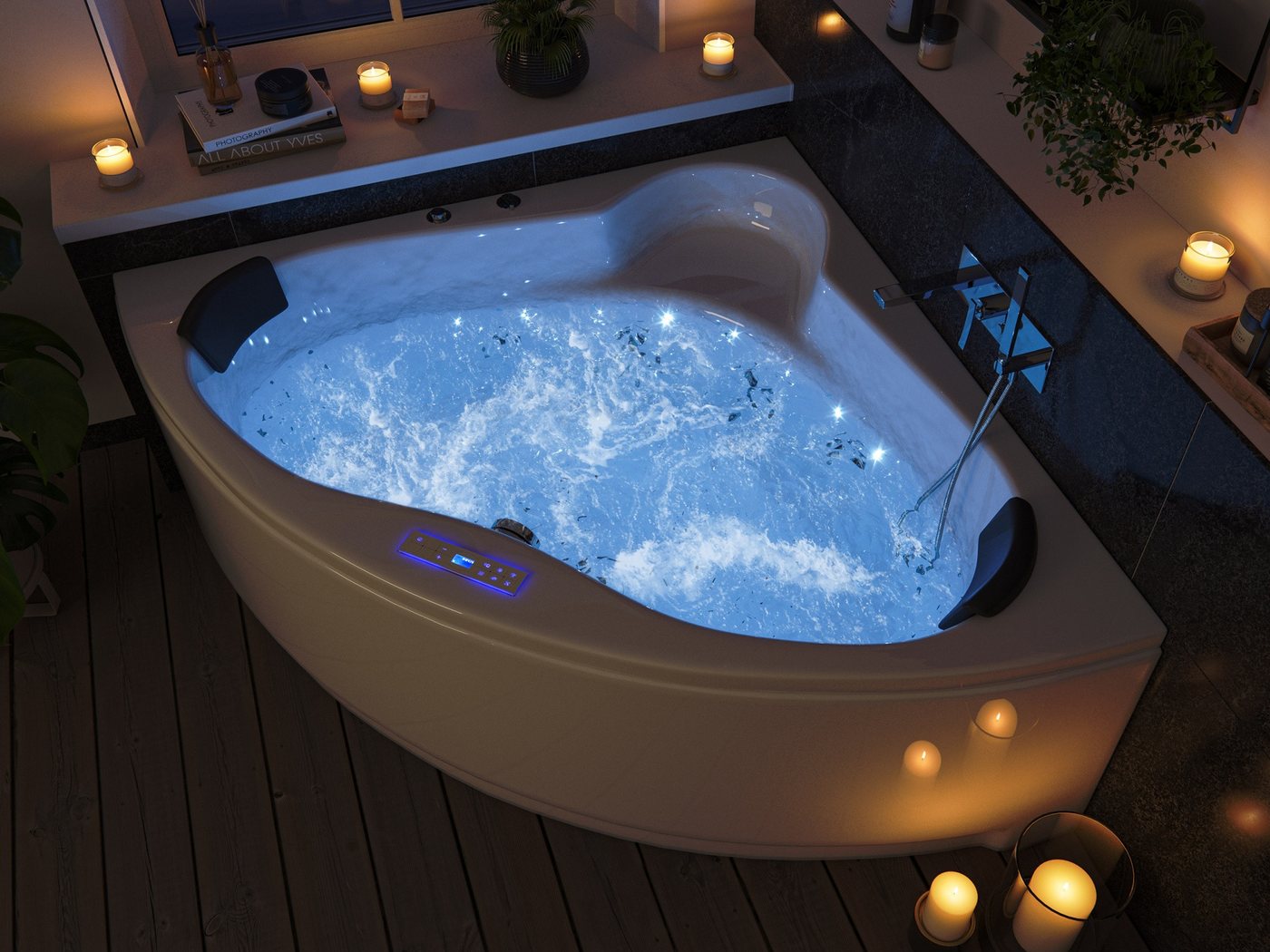Thumbnail - Magnolia Home Whirlpool-Badewanne Deluxe Whirlpool Set SELENE ULTRA mit 80 Düsen und LED ohne Armatur 14