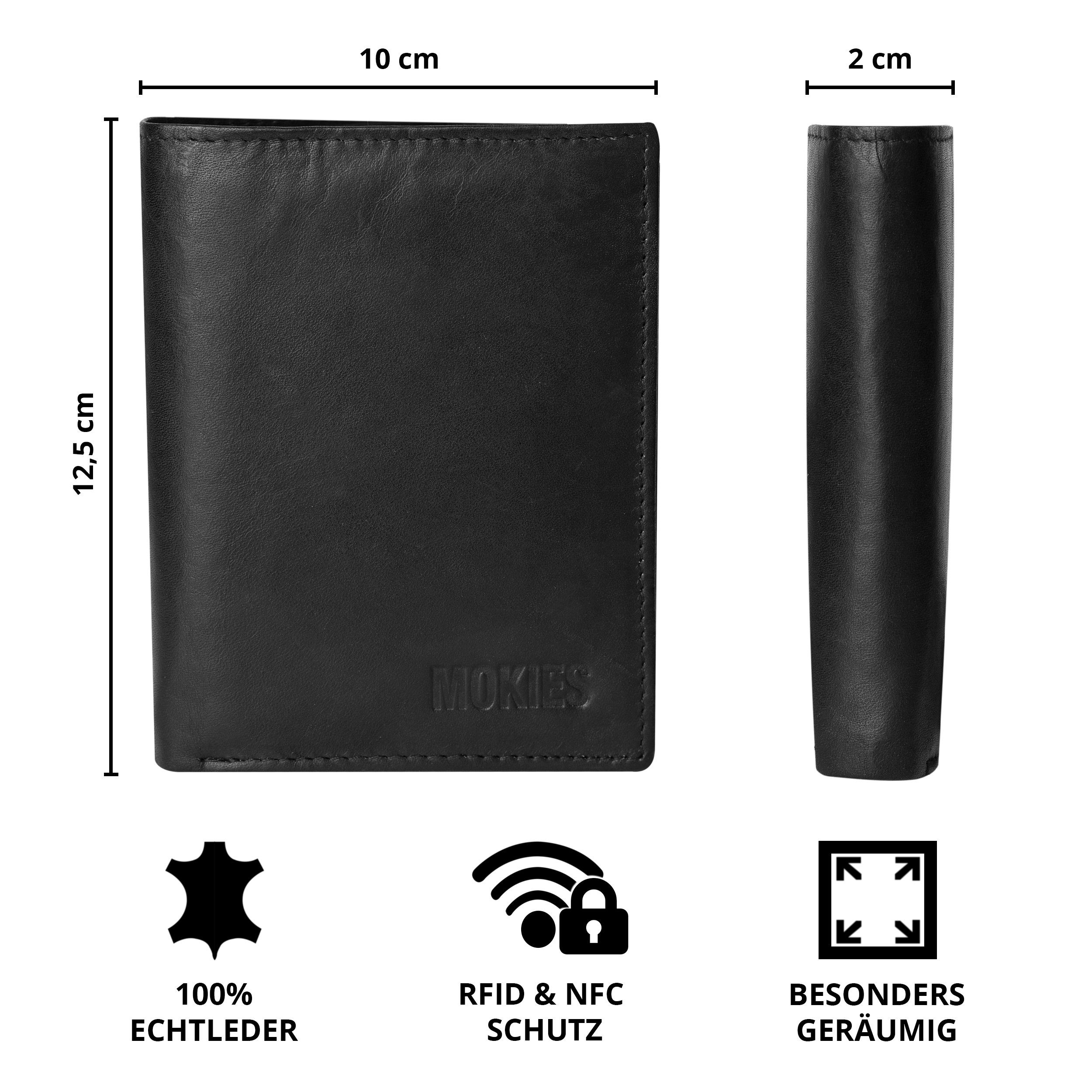 MOKIES Geldbörse Herren Portemonnaie G306 (hochformat), 100% Echt-Leder