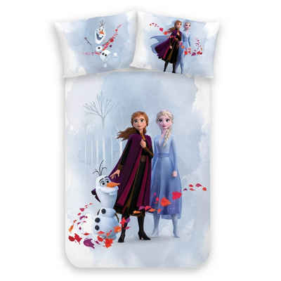 Babybettwäsche Frozen Die Eiskönigin 100x135 + 40x60 cm, 100 % Baumwolle, MTOnlinehandel, Flanell / Biber, 2 teilig, süße Disney Anna, Elsa & Olaf Постільна білизна für Mädchen