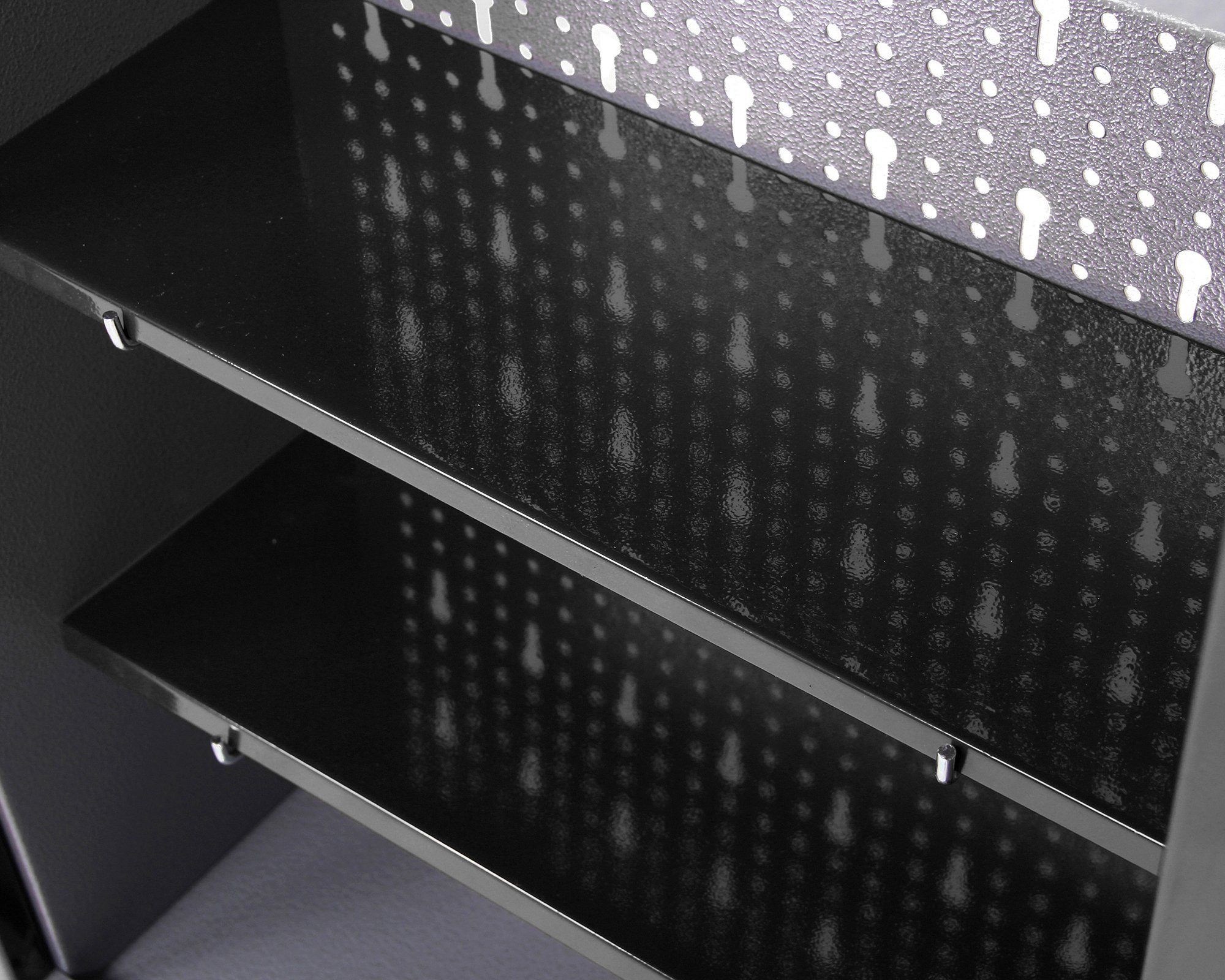 Ondis24 Werkstatteinrichtung Werkstatt Set Werkbank Fritz Hängeschrank Werkzeugwand Metall Schwarz Grau (Hängeschrank Kurt, 120 cm
