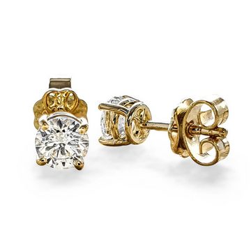 Webgoldschmied Paar Ohrstecker Diamant Ohrstecker 750 Gold mit 2 Diamanten Brillanten 0,70 F/IF, handgearbeitet