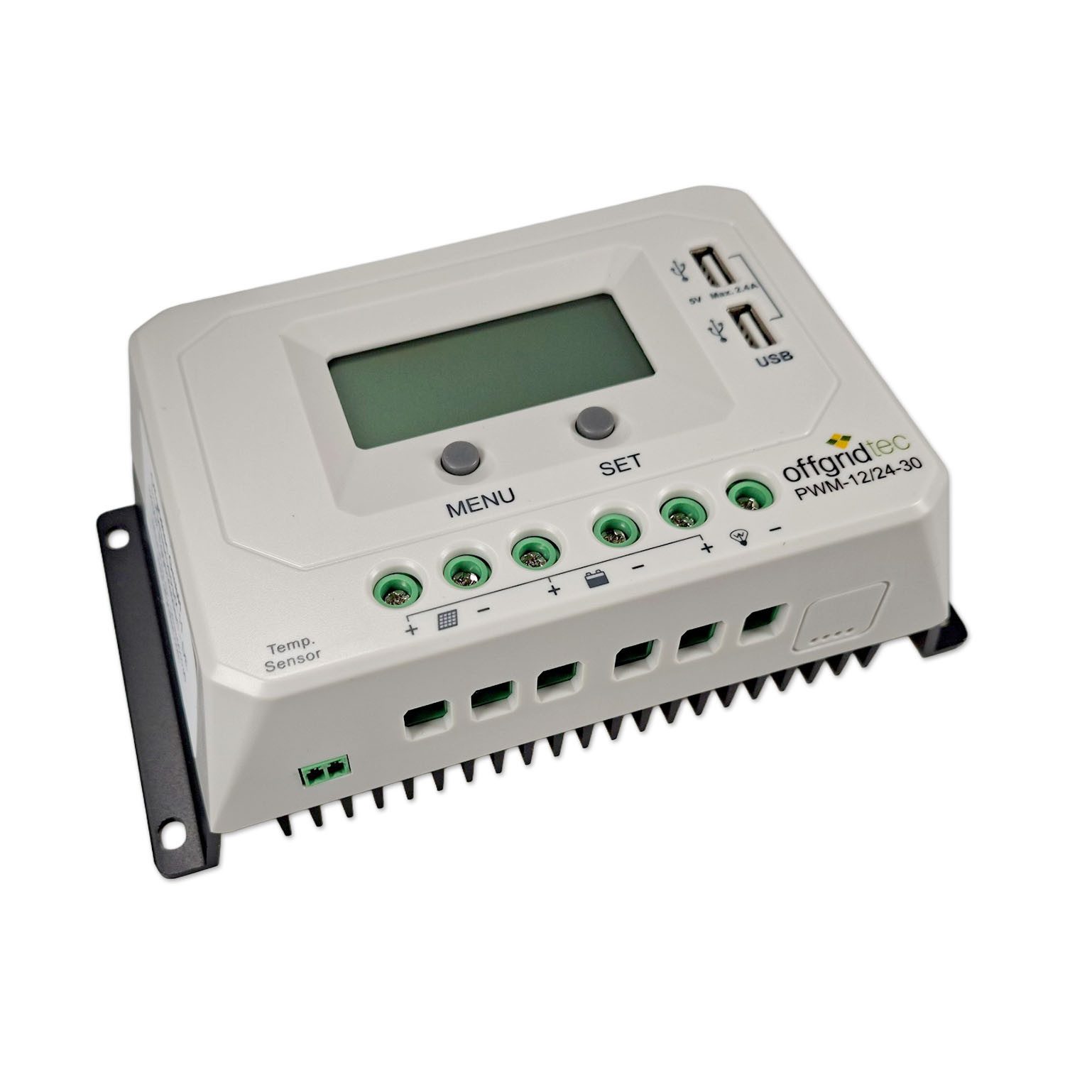 offgridtec Solarladeregler Solarladeregler 30A, PWM-Laderegler 12V / 24V, LCD-Display, USB