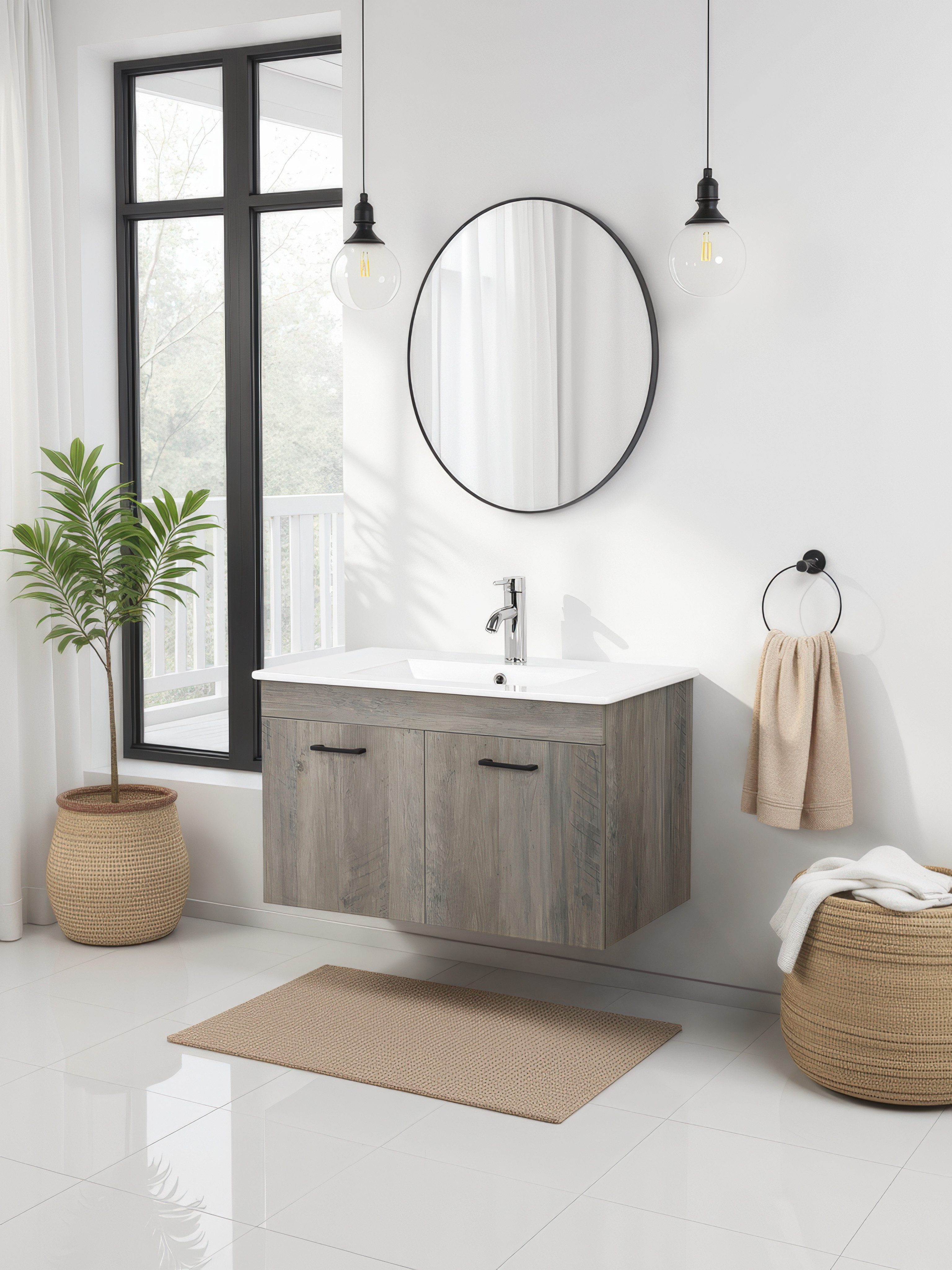 welltime Waschtisch Florenz, Breite 60cm, 2 Tür, 2 Fächer, MDF-Front (Kompl günstig online kaufen