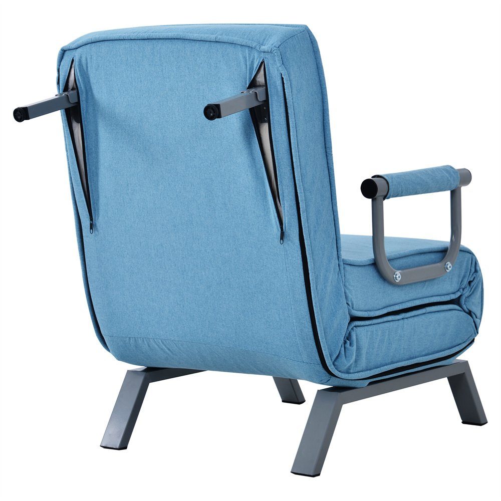 6 Schlafsofa-Schlafsessel, Fangqi Umwandelbarer Sessel mit Loungesessel (verstellbare Kissen Rückenlehne klappbarer Positionen) mit Blau