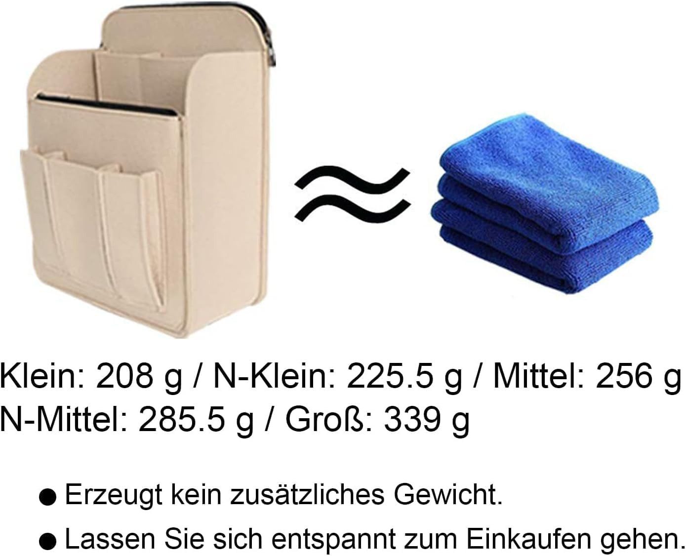 FELIXLEO Taschenorganizer Filz Rucksack Organizer Reißverschluss Beige Klein