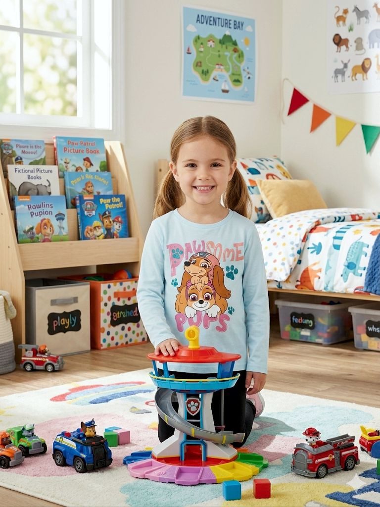 PAW PATROL Langarmshirt Paw Patrol Mädchen Langarmshirt Sky Glitzer 98–128 Mädchen langarm Pulli Pullover Shirt – Bild 2 von 3