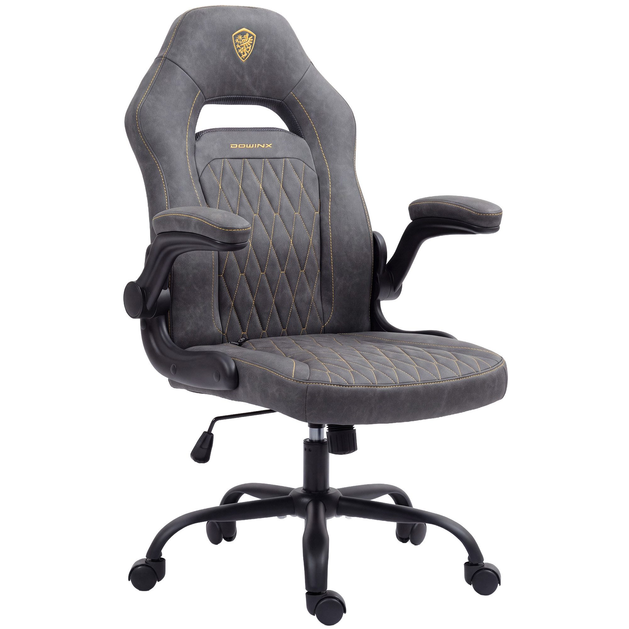 Dowinx Gaming-Stuhl Downix Gaming-Stuhl – höhenverstellbar, Fußstütze, bis 300 lbs (Spar-Set), Tragkraft 300 Pfund, verstellbar und mit hochklappbaren Armlehnen
