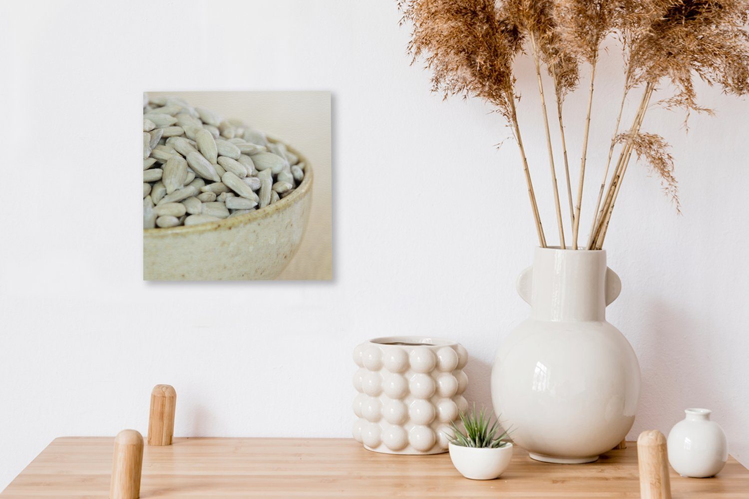 Bilder Leinwand Schlafzimmer OneMillionCanvasses® für Sonnenblumenkernen, gefärbten (1 St), Wohnzimmer Leinwandbild Schale mit weiß