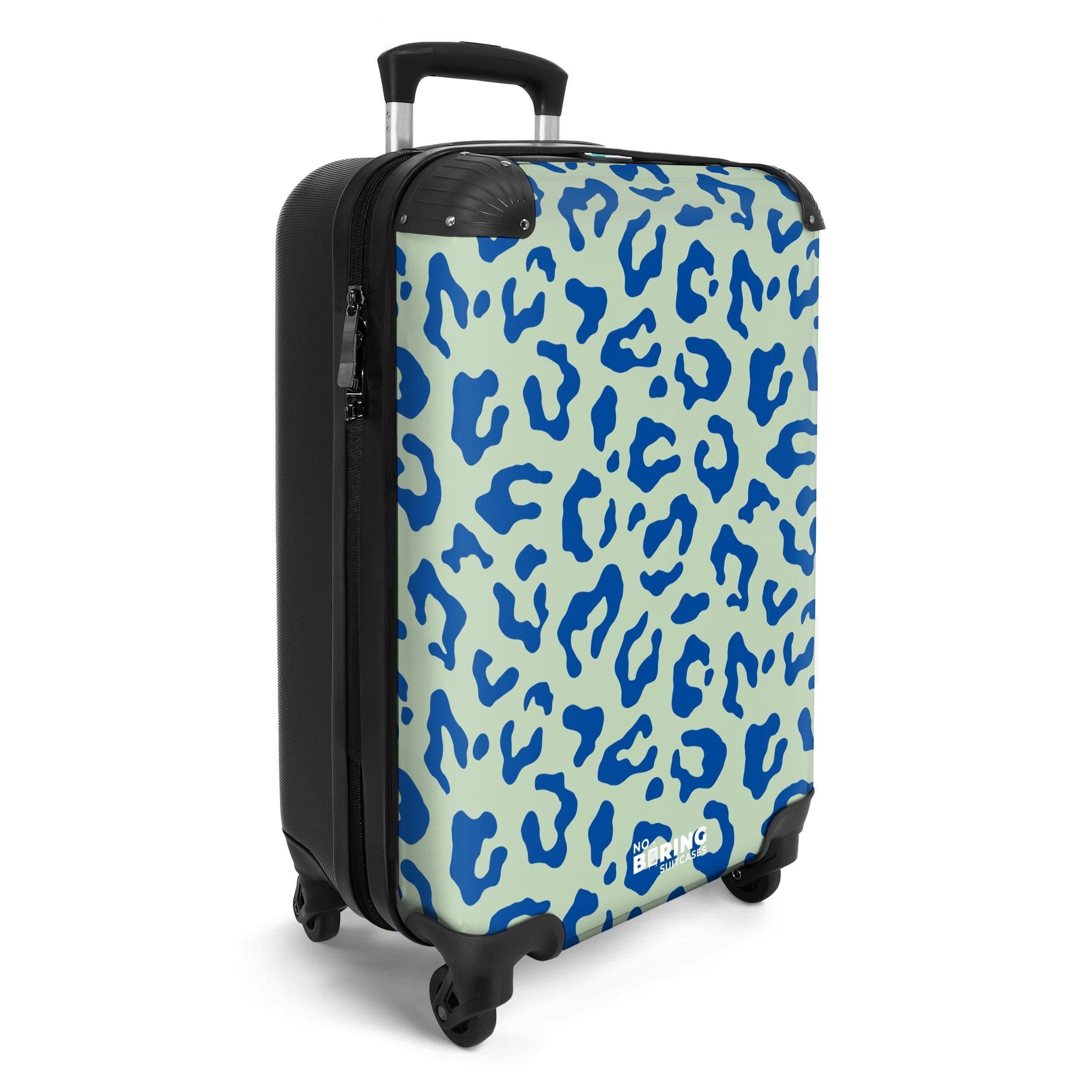 NoBoringSuitcases.com© Hartschalen-Trolley Blauer und grüner Pantherdruck günstig online kaufen