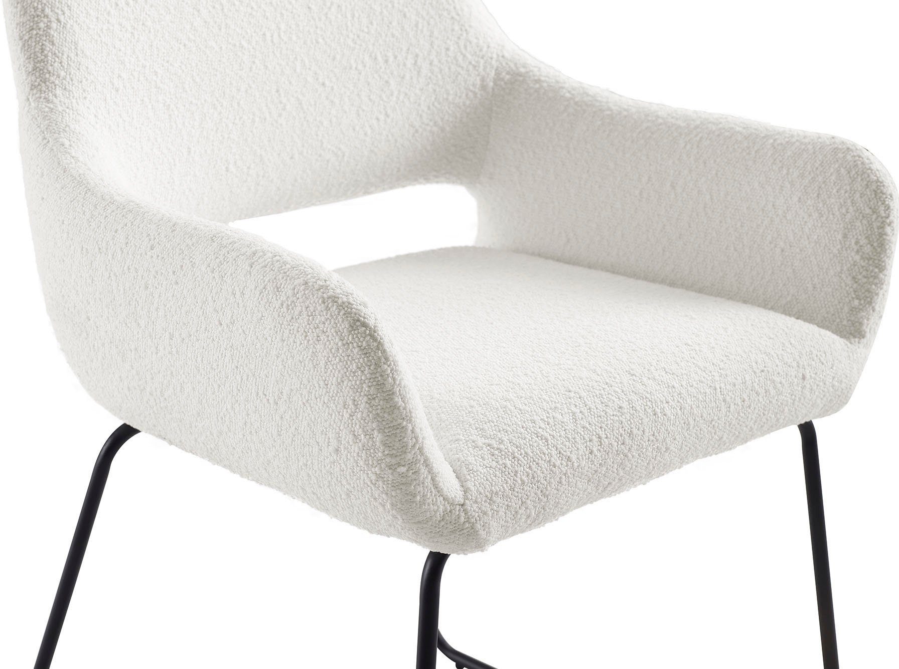 SalesFever Armlehnstuhl, Bezug in Weiß | Optik moderner Weiß Bouclé