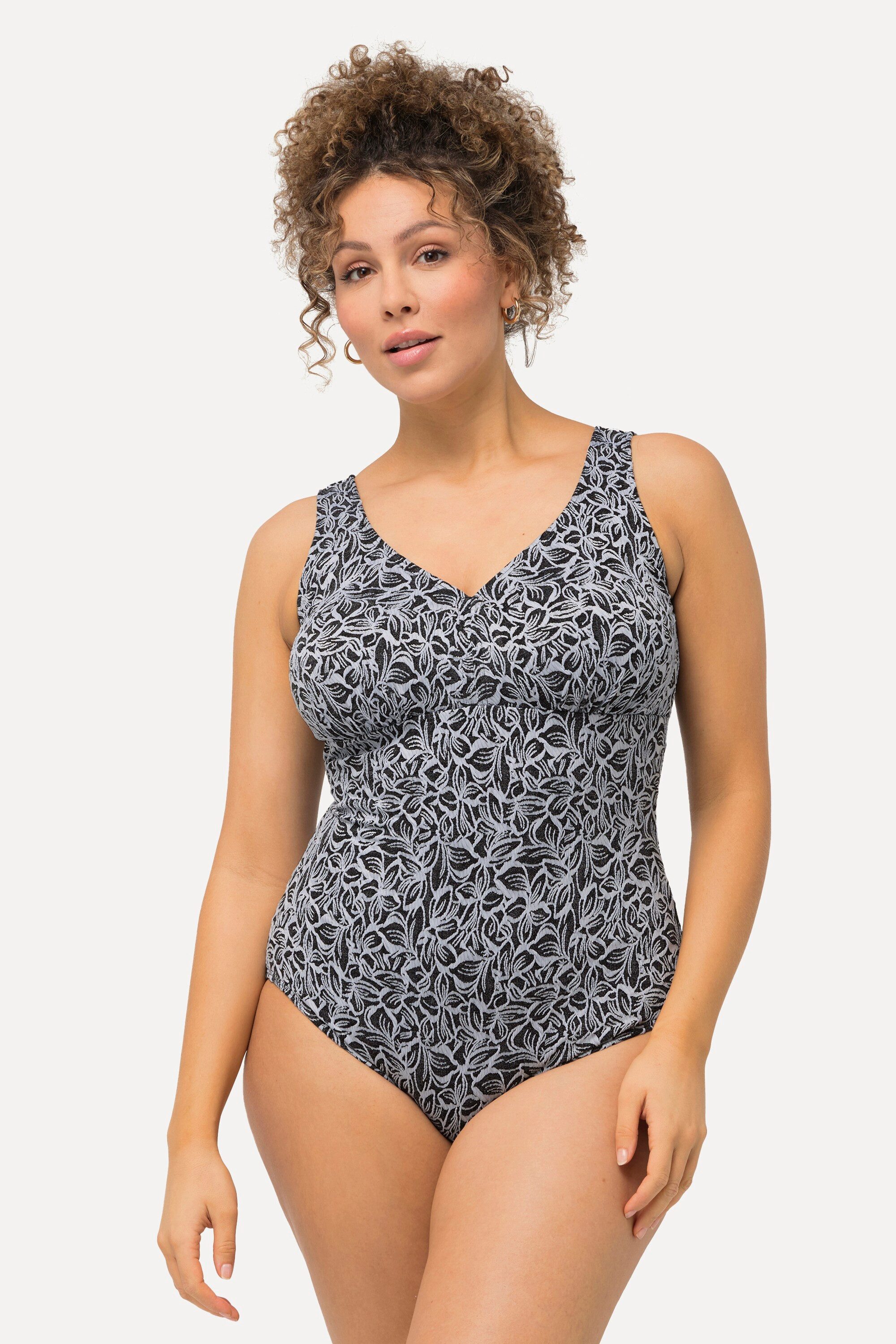 Ulla Popken Badeanzug Badeanzug Blätter Softcups tiefer Rückenausschnitt günstig online kaufen