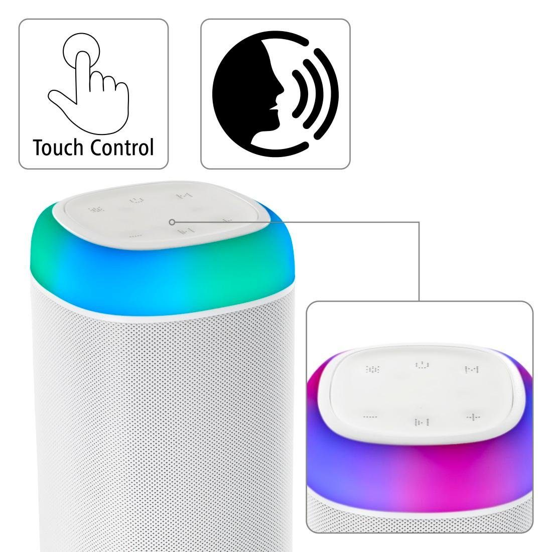 Shine Sound Xtra Box Bluetooth-Lautsprecher Bass LED Bluetooth 2.0 Bass,360ᵒ spritzwassergeschützt 360ᵒ Hama (Freisprechanlage,Xtra Sound) weiß
