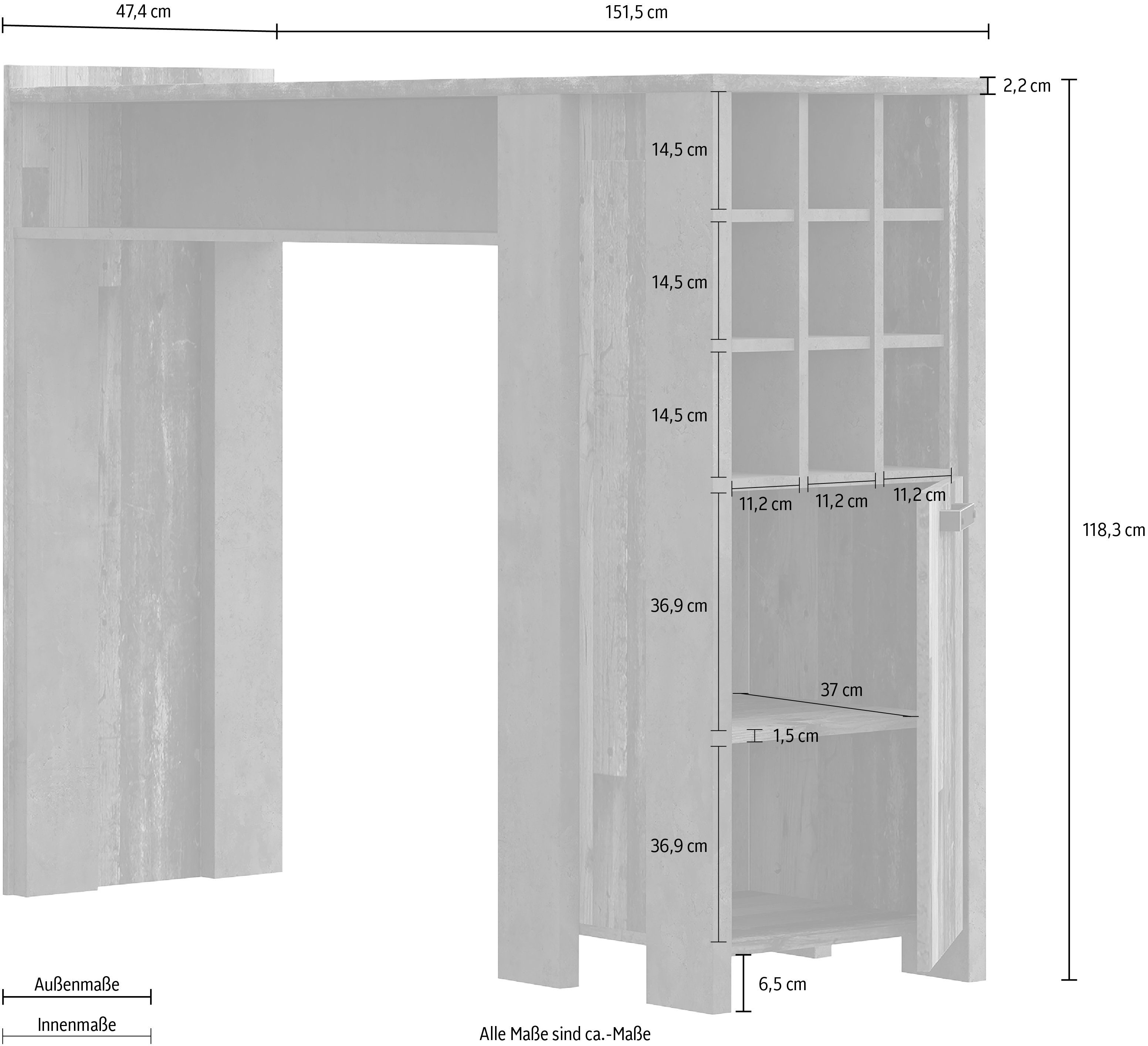 Barschrank FORTE cm 151 Clif Breite ca.