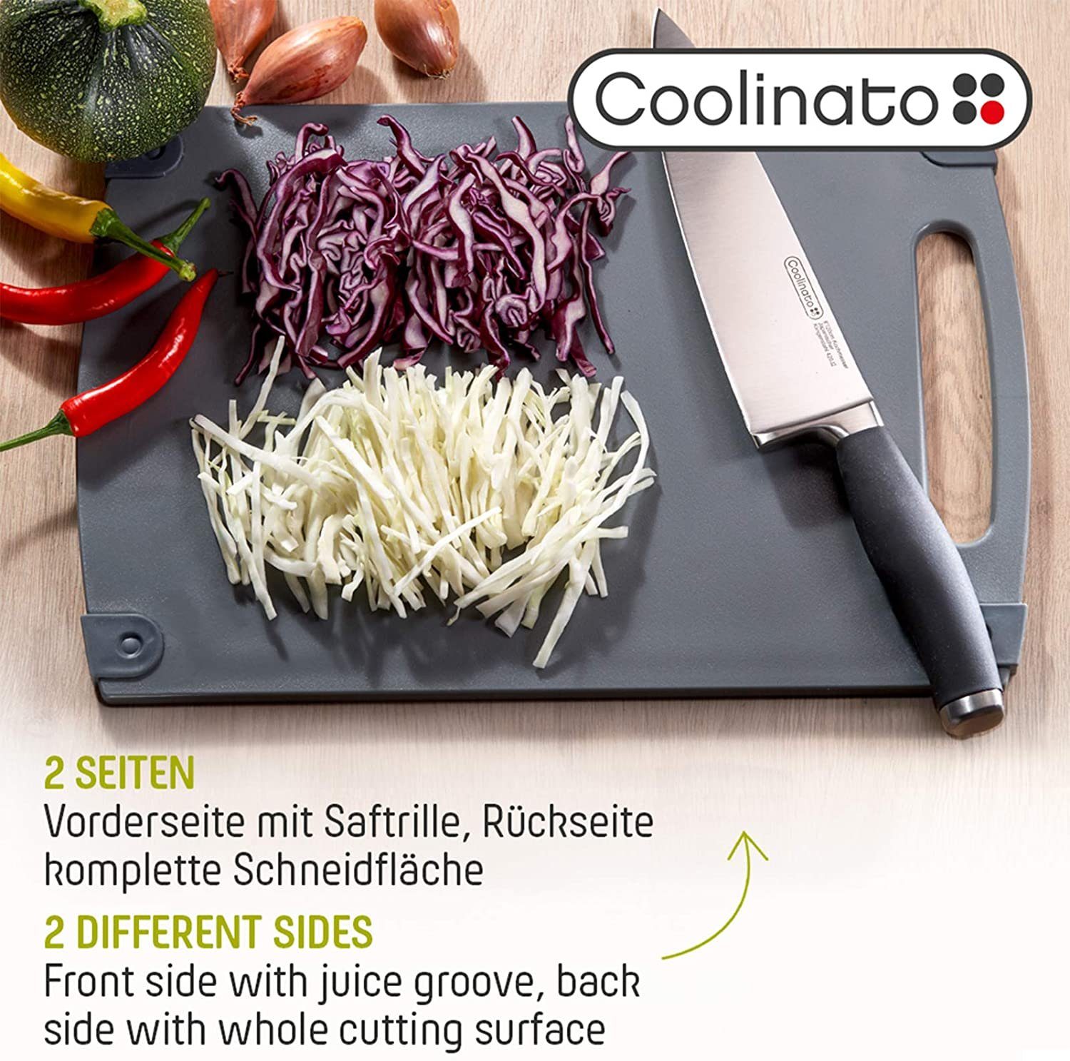 Coolinato Schneidebrett 3tlg Set versch Grössen grau