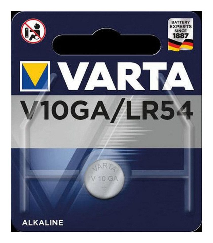 VARTA Batterie, (2 V), Knopfzelle 1,5V LR54 Alkali-Mangan 50 mAh Ø11,6 x 3,05 mm
