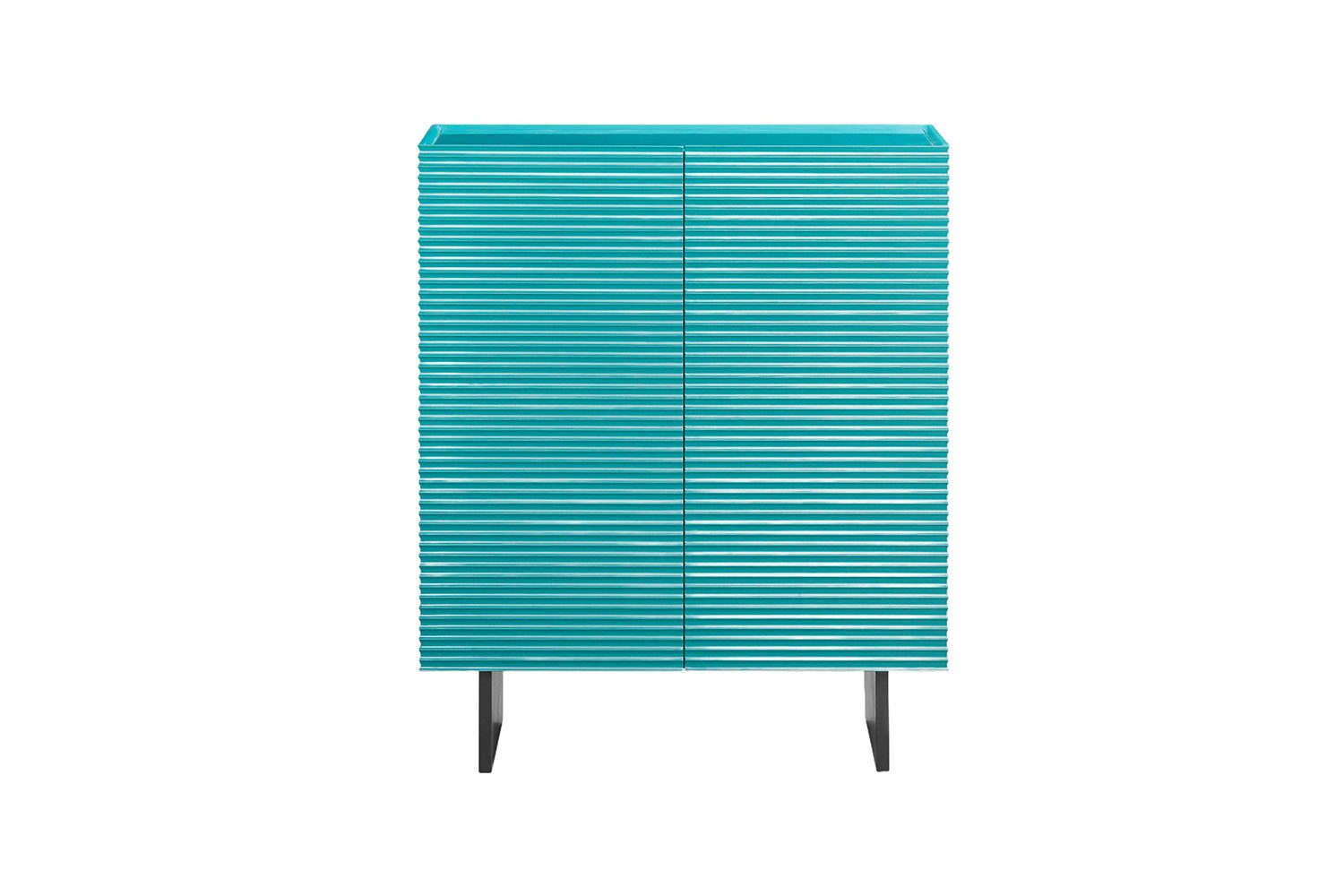KAWOLA Highboard LYNN moderne Kommode, viel Stauraum, 2 Türen lackiert petrol, Einlegeböden verstellbar
