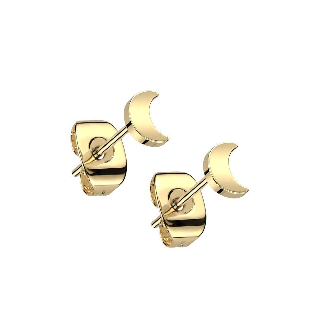 Ohrring-Set Ohrstecker Mond verschiedene Farben aus Titan für Damen gold