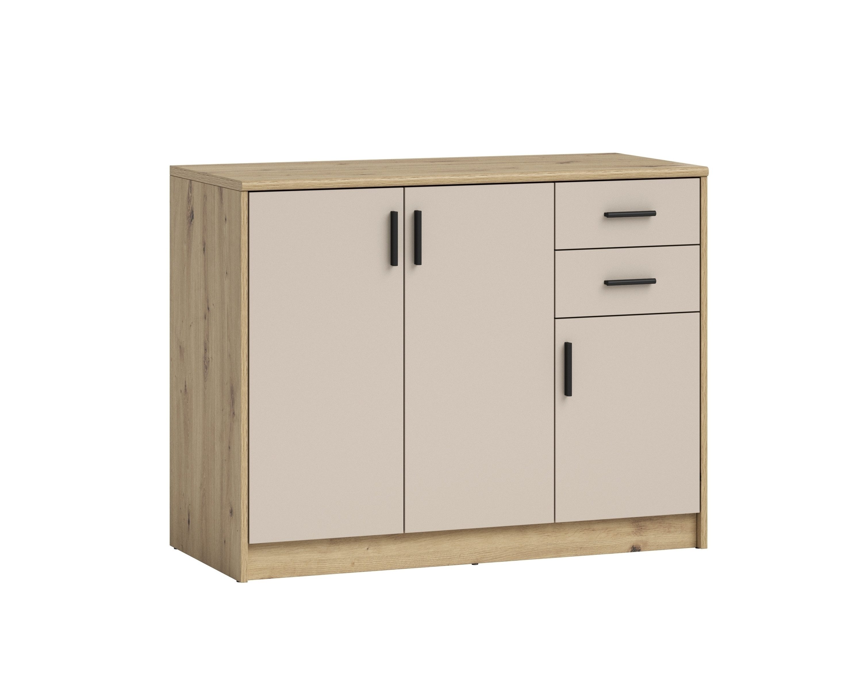 PREISBRECHER Kommode Nelly, in Artisan Eiche Dekor / Cashmere - 109x86x50cm (BxHxT)