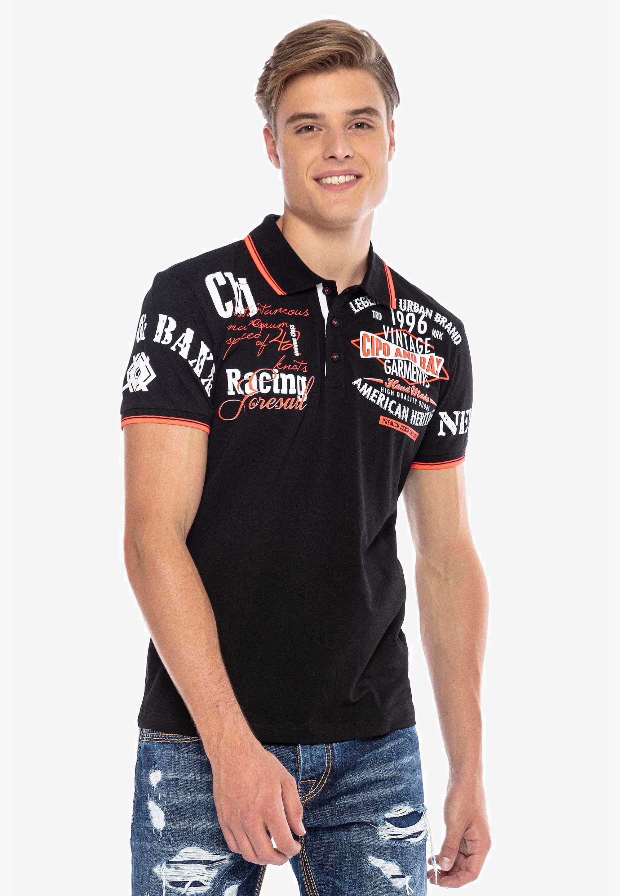 Baxx Cipo mit Print Poloshirt trendigem schwarz &