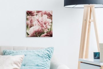 OneMillionCanvasses® Leinwandbild Die Sonne scheint auf diese hellrosa Tulpen, (1 St), Leinwand Bilder für Wohnzimmer Schlafzimmer