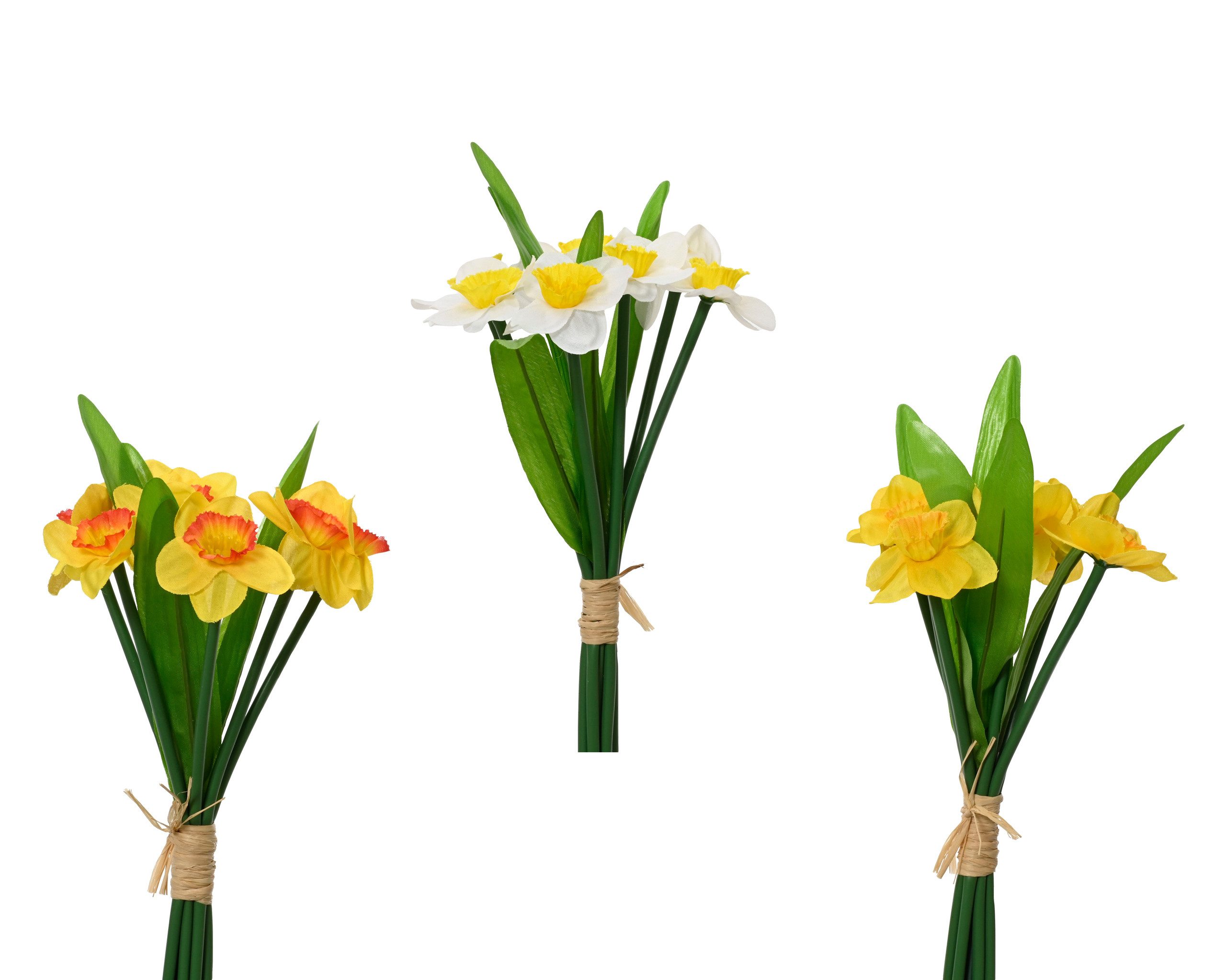 Kunstblume, Decoris season decorations, Künstlicher Blumenstrauß Narzissen 13x25cm 1 Stück sortiert