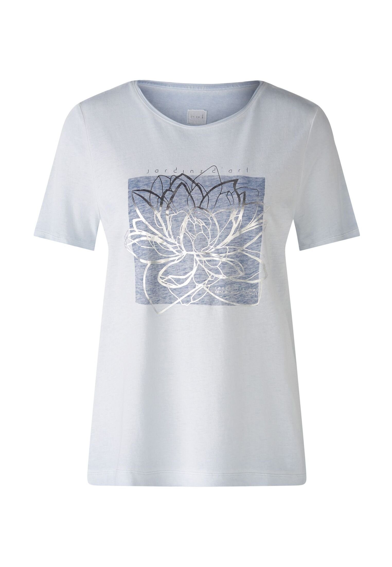 Oui T-Shirt T-Shirt Baumwolle-Modalmischung light blue