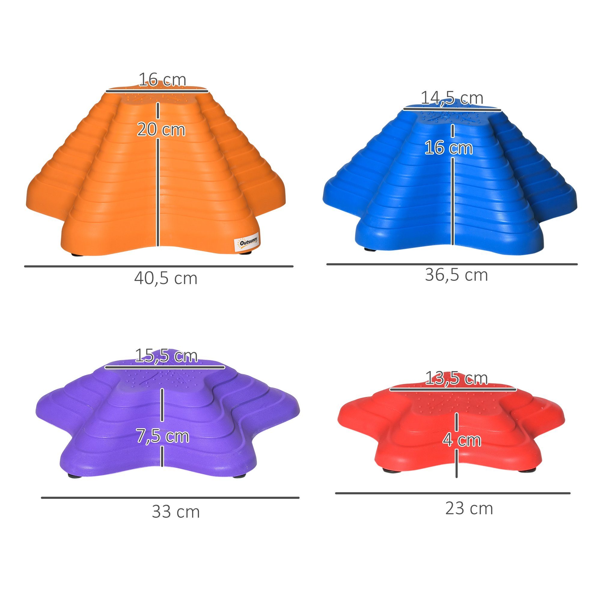 Outsunny Stapelspielzeug stapelbar, rutschfest, belastbar bis 80 kg, (Flußsteine, 11-tlg), für Garten, Park, Mehrfarbig