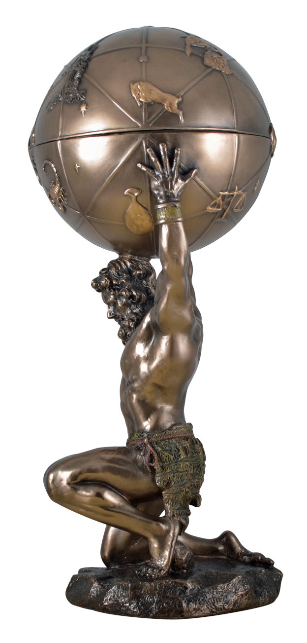 by trägt Vogler Welt Veronese, Schultern seinen Gmbh die Hand Atlas direct von Dekofigur auf bronziert