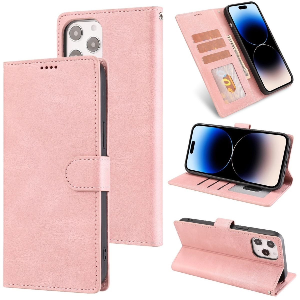 König Design Handyhülle Apple iPhone 14 Pro, Schutzhülle Schutztasche Case Cover Etuis Wallet Klapptasche Bookstyle