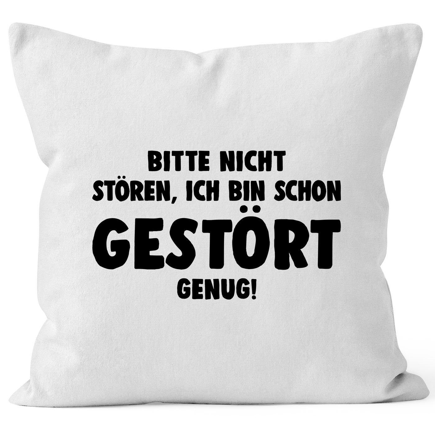 MoonWorks Dekokissen Kissen-Bezug Bitte nicht stören ich bin schon gestört genug Spruch Sprüche Kissen-Hülle Deko-Kissen Baumwolle MoonWorks® weiß