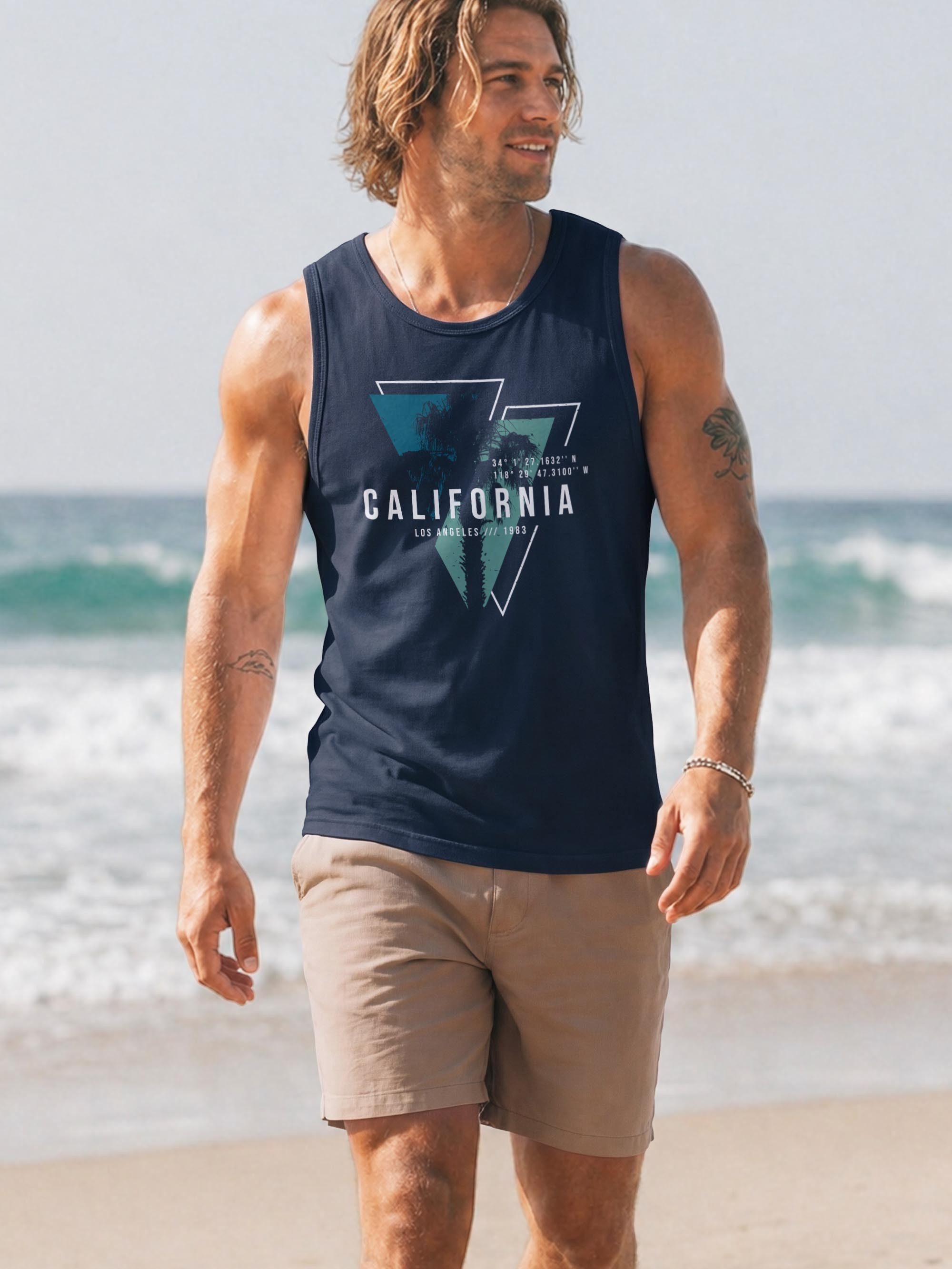 Neverless Tanktop Herren Tank-Top California Los Angeles Surfing Motiv Sommer Fashion mit Print
