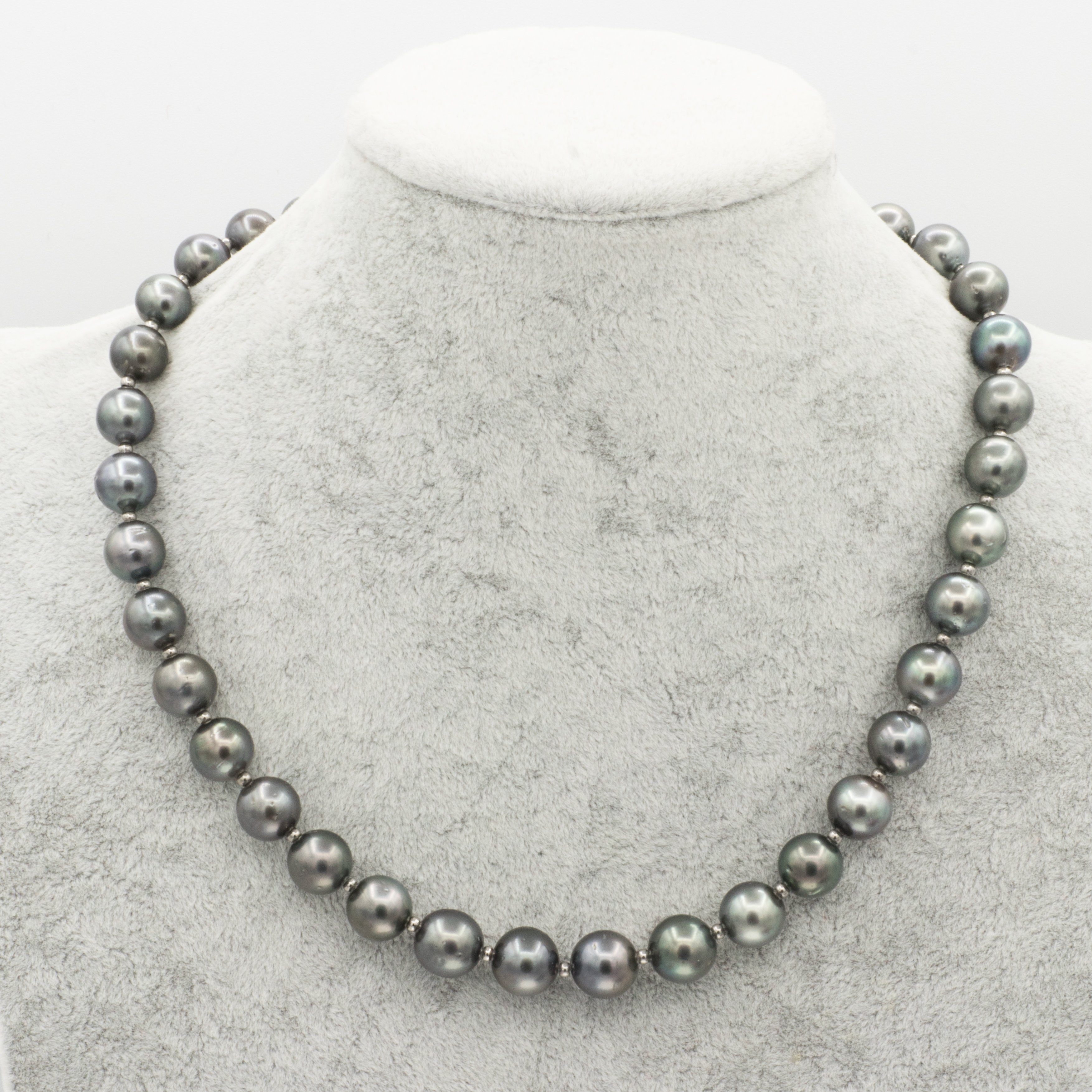 Bella Carina Perlenkette Tahiti - 44 Perlen 9 mm Einzelstück rund echte Tahiti Länge, Perlen Durchmesser cm Perlen, Kette 10,5