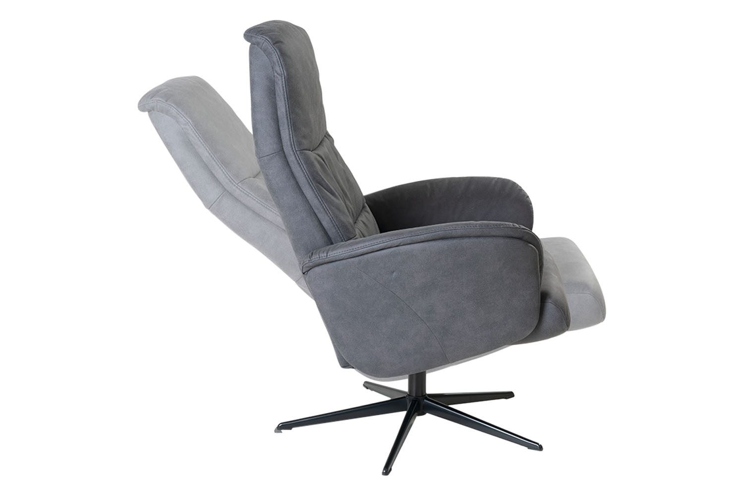 Hjort Knudsen Relaxsessel KALYPSO, Anthrazit, Schwarz, Mikrofaserbezug, Metallgestell, mit Hocker, 360 Grad drehbar, Relaxfunktion