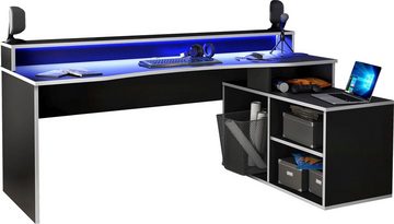 FORTE Gamingtisch Tezaur, mit RGB-Beleuchtung, Breite 200 cm, Eckschreibtisch
