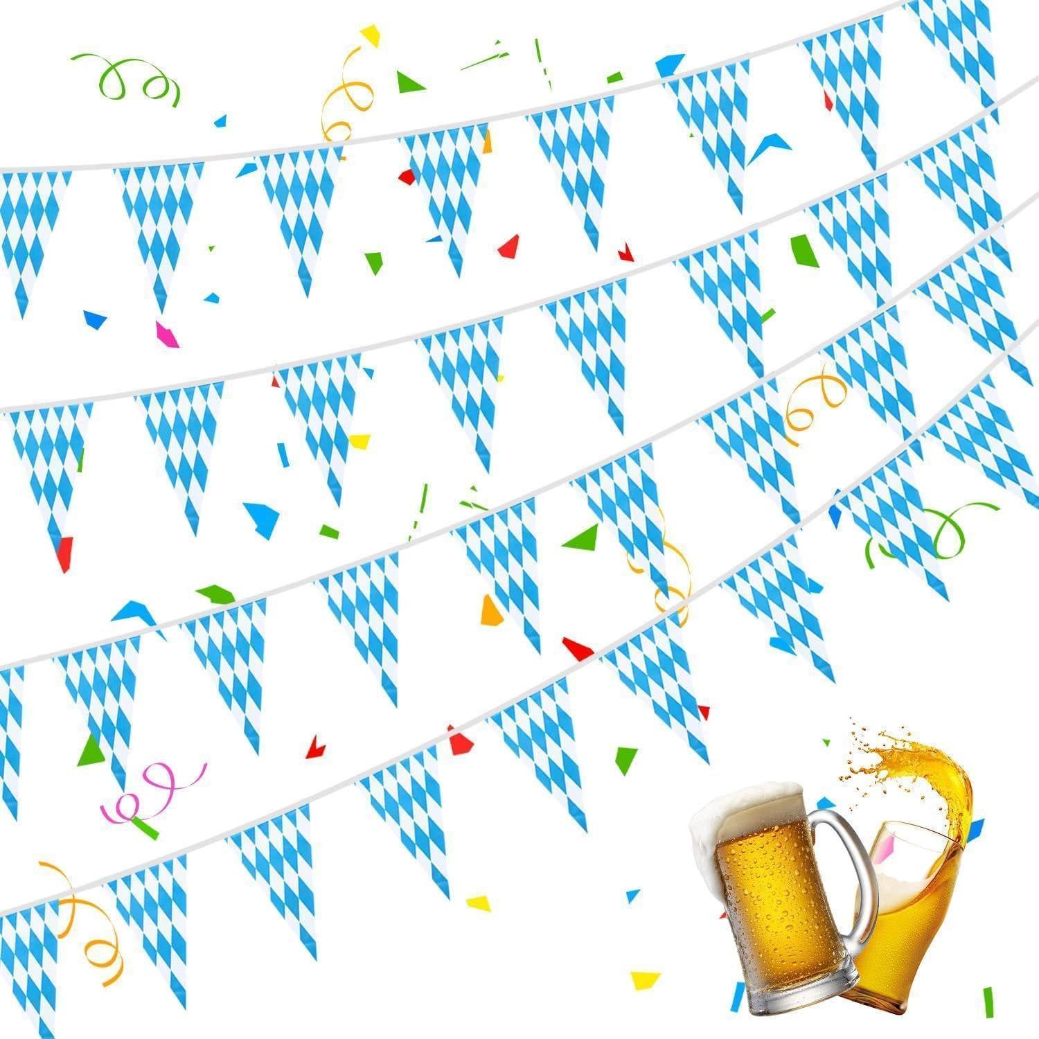 LuxusKollektion Wimpelkette 30m Oktoberfest Wimpelkette Blau Weiß 3 Stück 10m Bayrische Deko