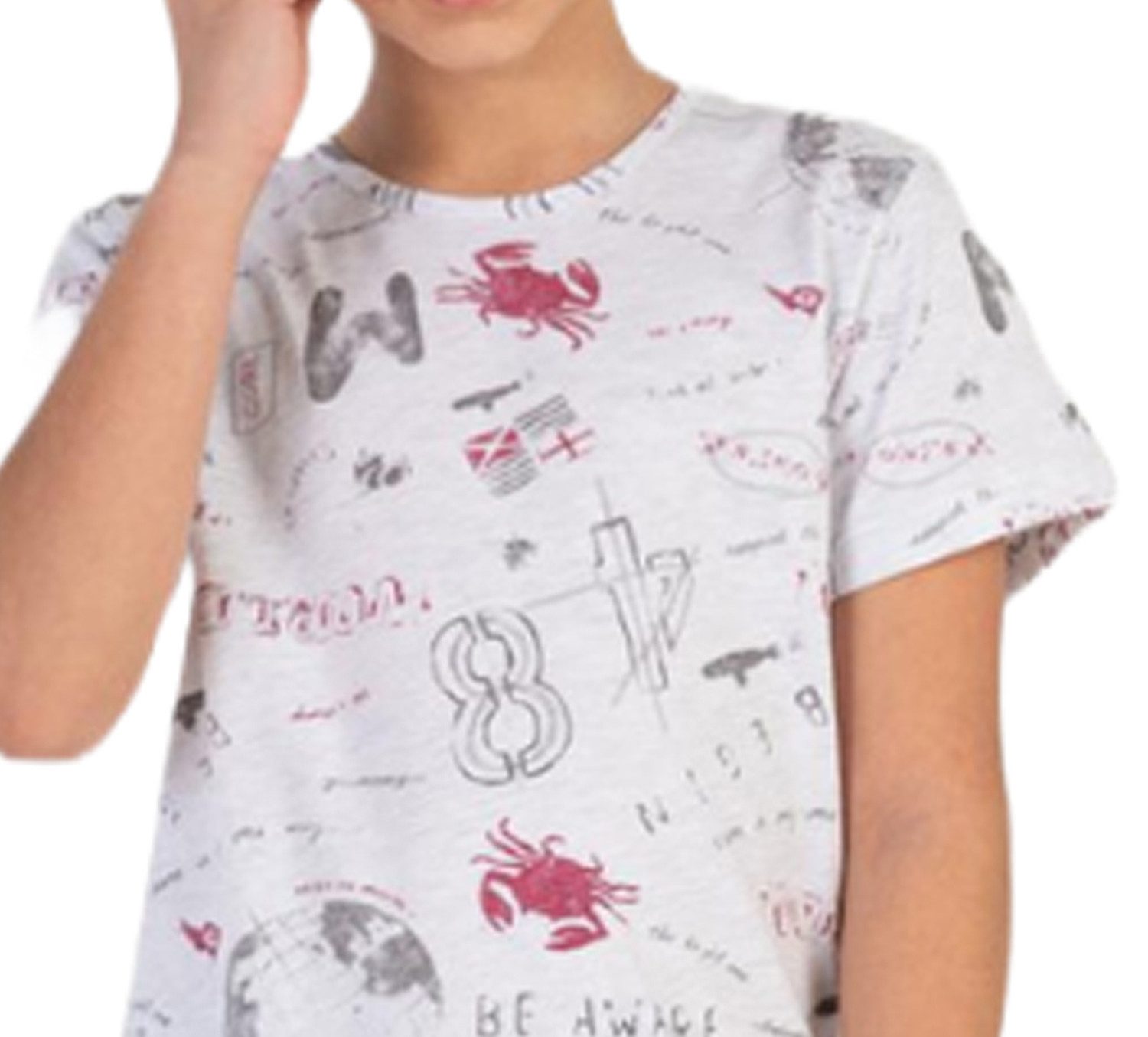 Vienetta Schlafanzug Kids (Set, 2 tlg., 2-teilig) Jungen Pyjama Bermuda Shorty Kurzarm Baumwolle Karomuster