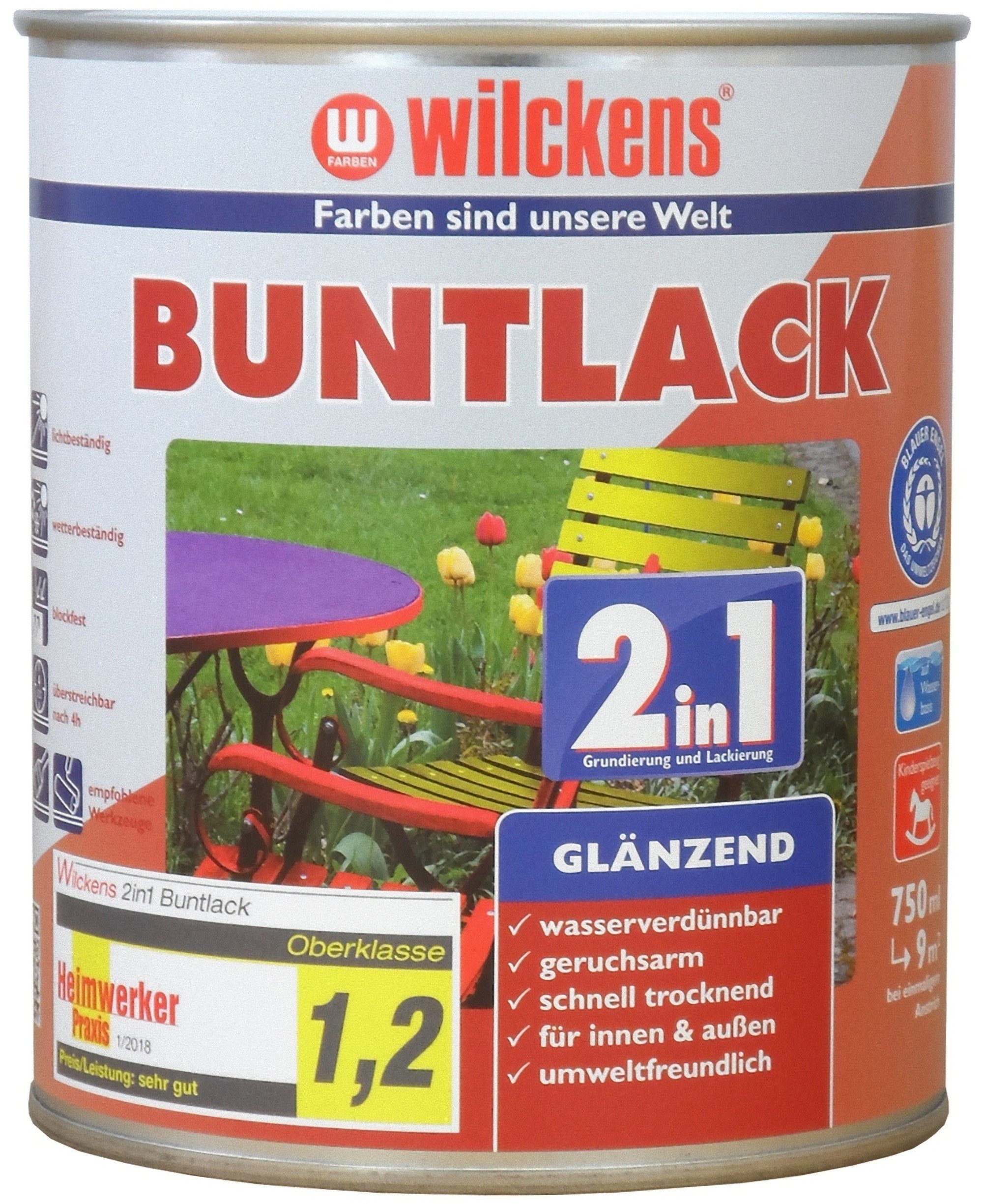 Wilckens Farben Lack, 2in1 Buntlack glänzend Reinweiß 0,75 L RAL 9010 Reinweiß glänzend