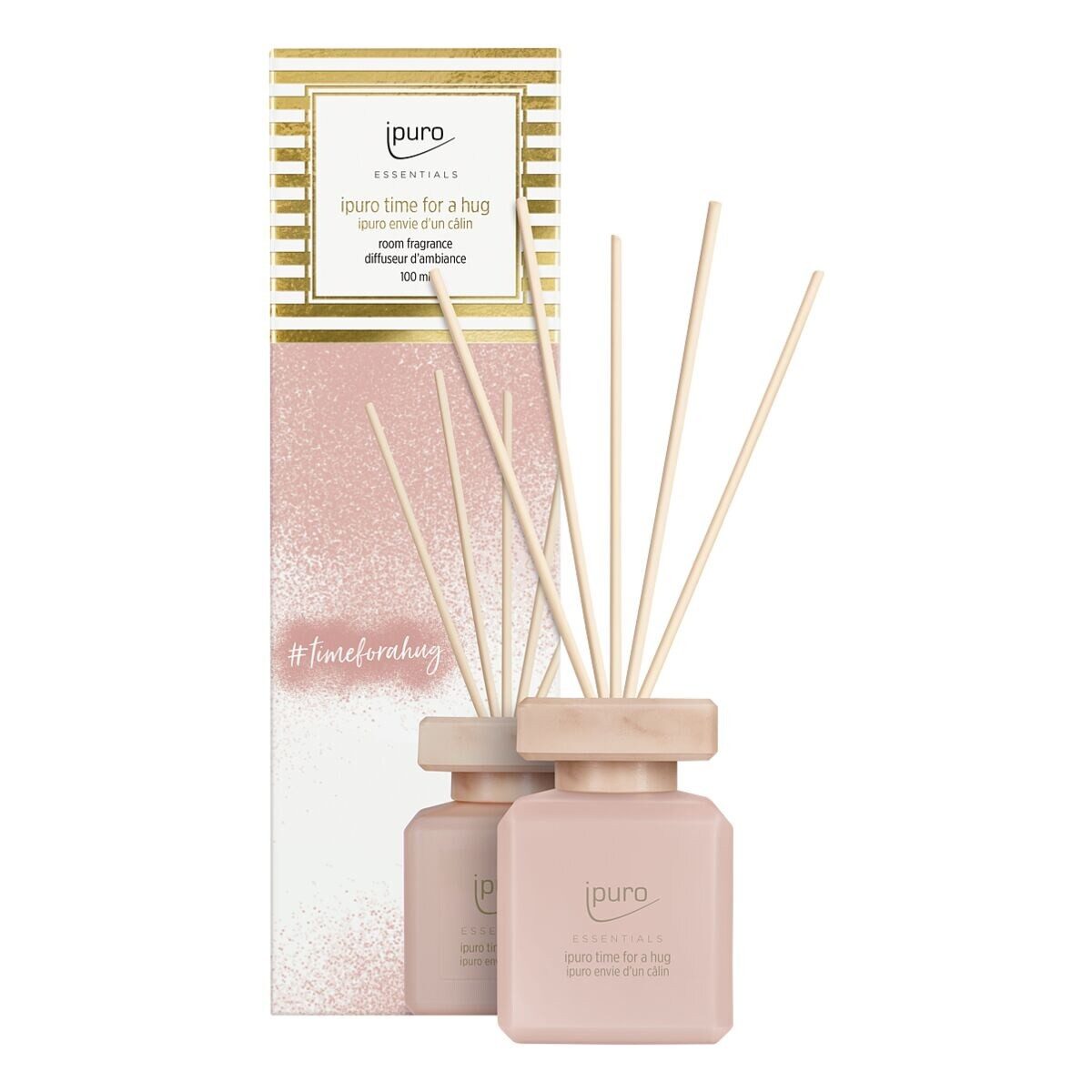 IPURO Raumduft Time for a hug, 100 ml, Glasflakon mit Rattan-Holzstäbchen